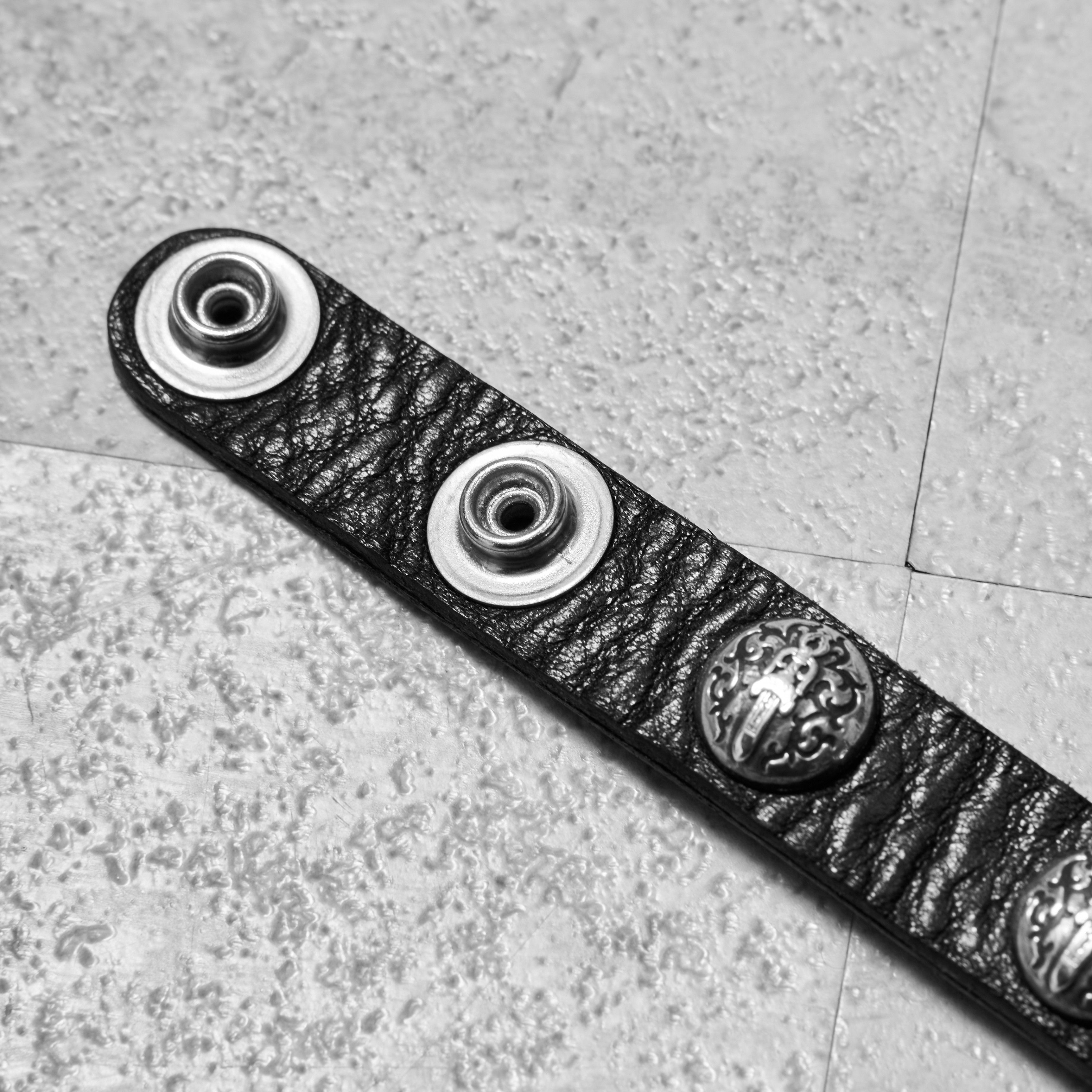 Chrome Hearts CHROME HEARTS 2 Button 2 Snap Bracelet Cross Black Leather Size ONE SIZE - 6 Thumbnail