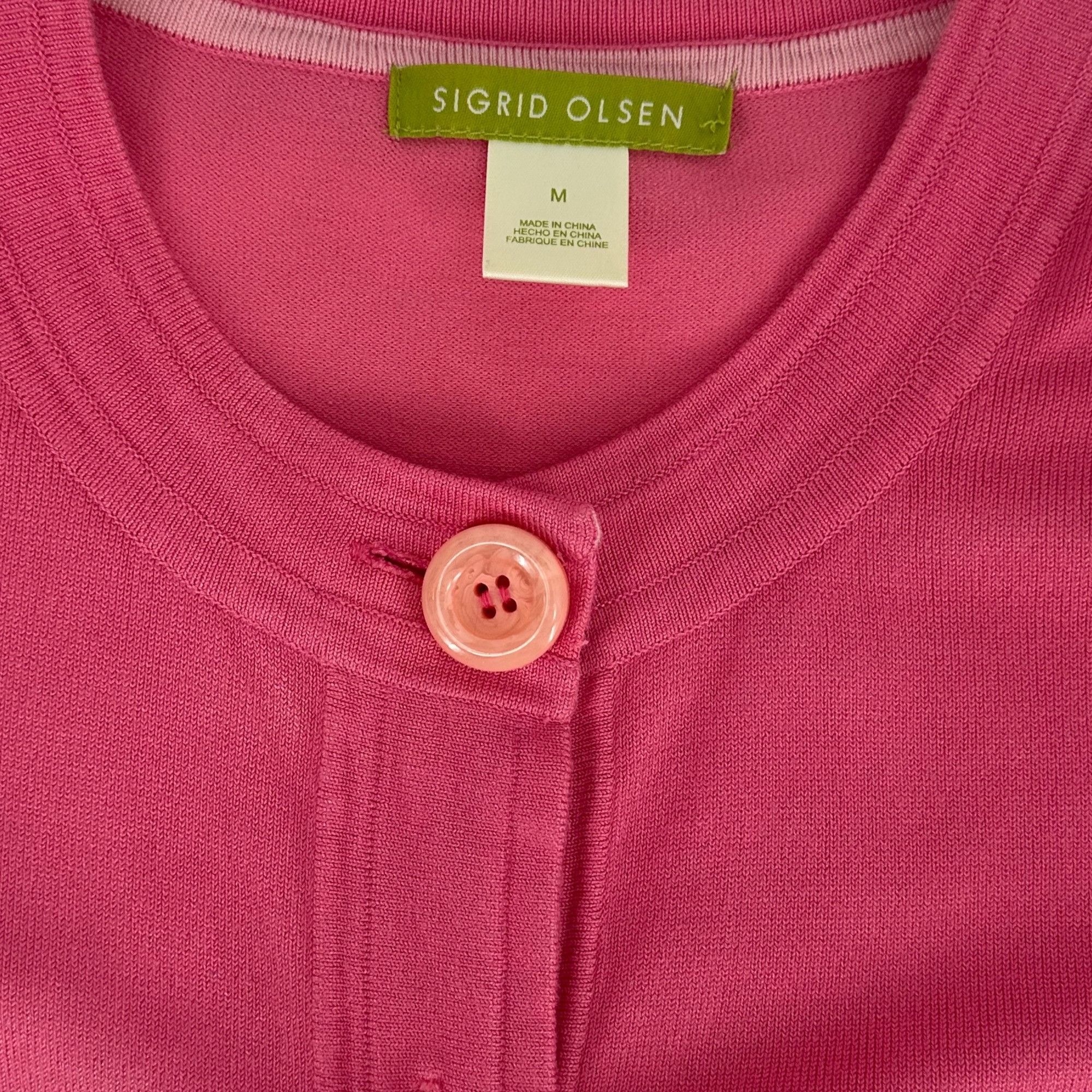 Other Sigrid Olsen Dusty Rose Button-Front Crewneck Cardigan Size Size M / US 6-8 / IT 42-44 - 6 Thumbnail