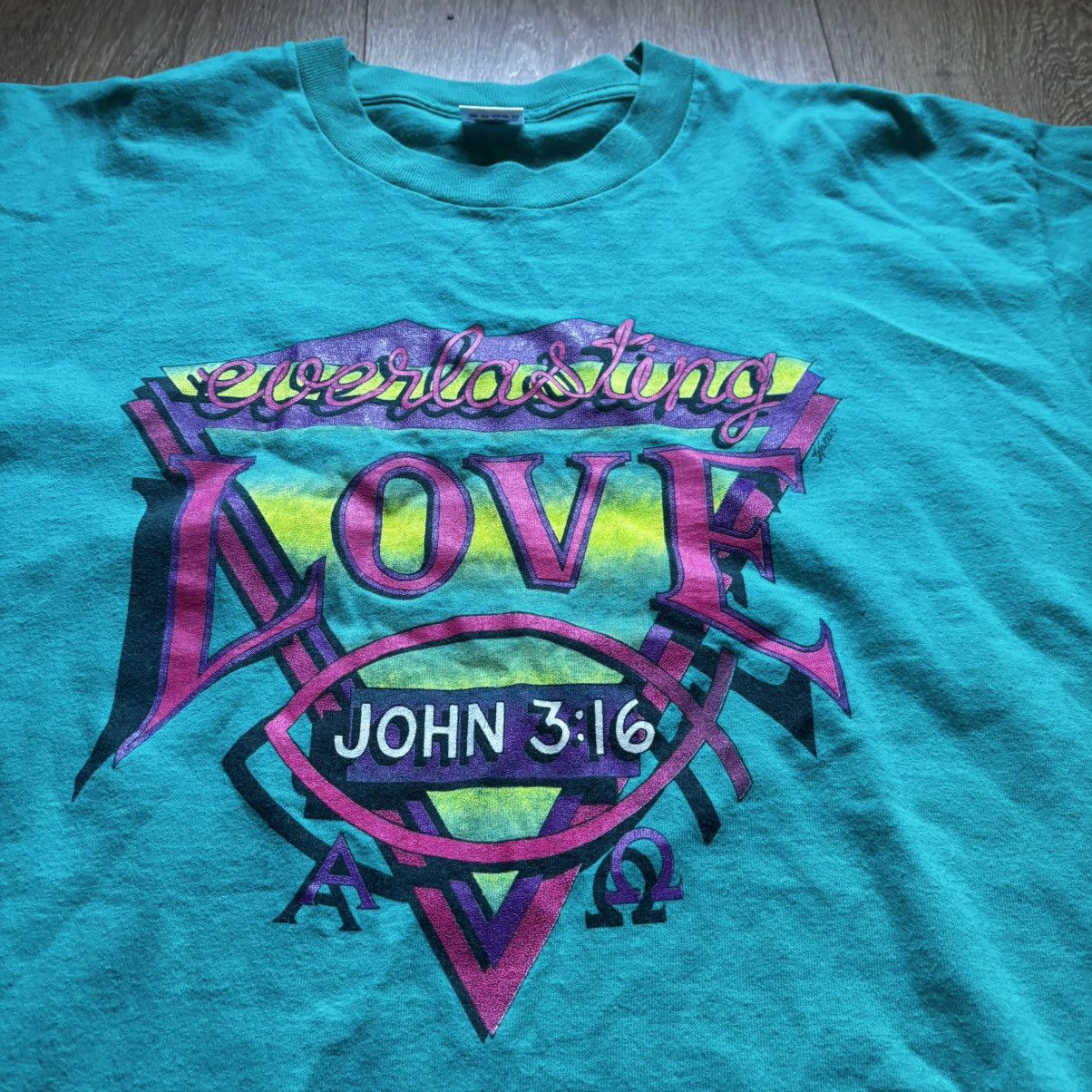 Vintage Vintage 1990s John 3:16 Bible quote tee biblequotes Size US XL / EU 56 / 4 - 1 Thumbnail