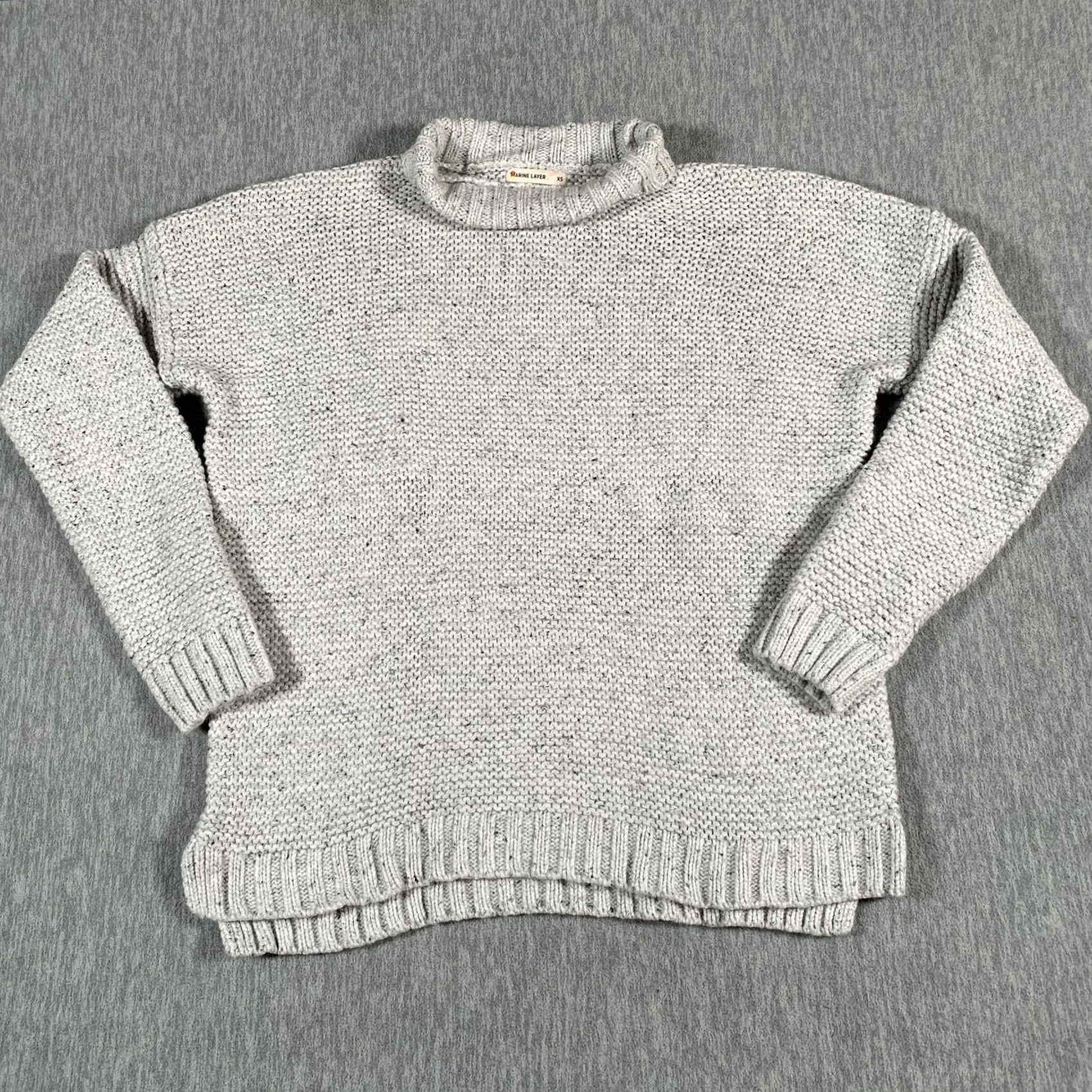 Marine Layer VINTAGE Marine Layer Sweater Womens XS Gray Mock Neck Chunky Knit Cotton Wool 12910 Size XS / US 0-2 / IT 36-38 - 2 Thumbnail