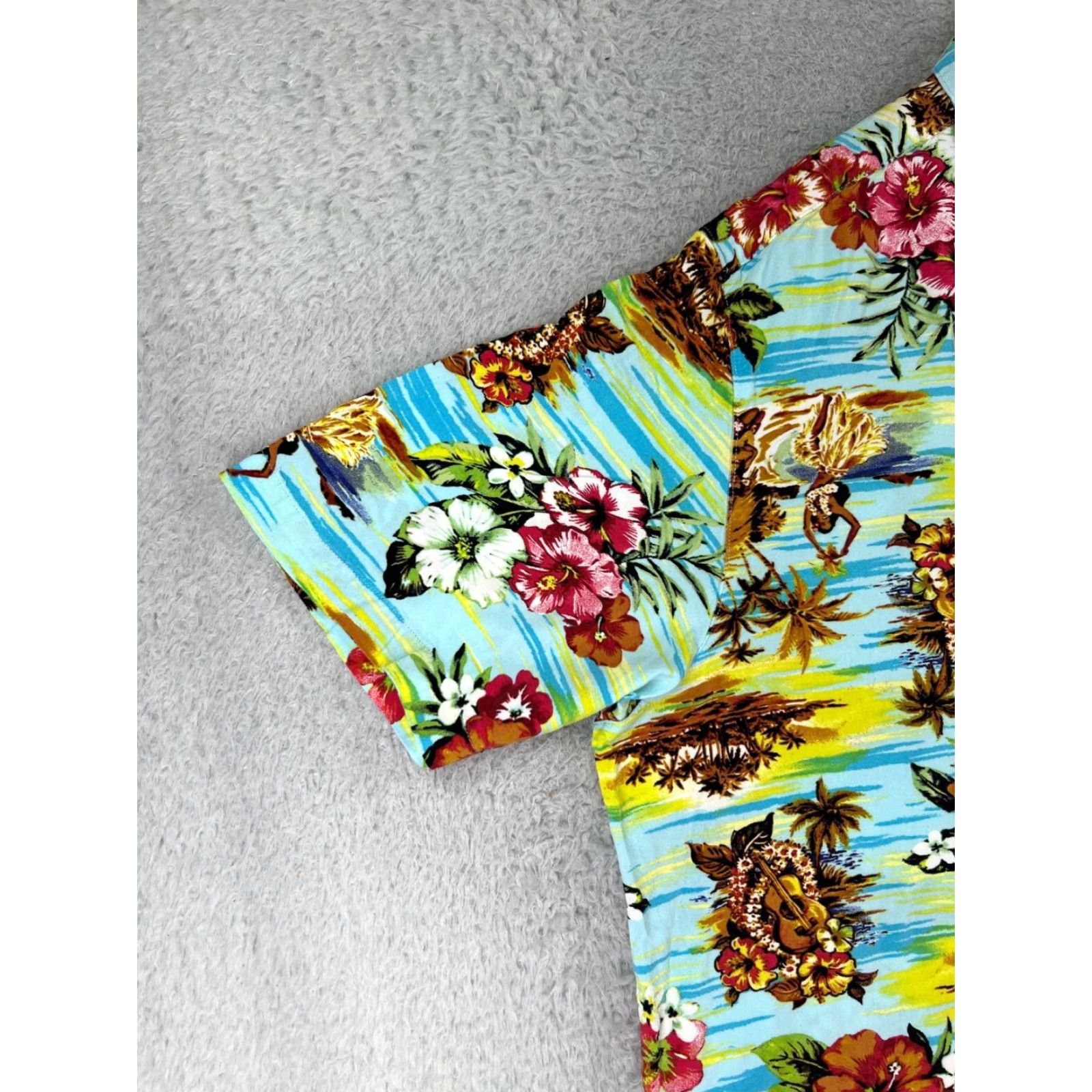George George Hawaiian Shirt Mens 2XL Blue Floral Print Sleeves Short Sleeve Button-Up Cotton Size US XXL / EU 58 / 5 - 6 Thumbnail