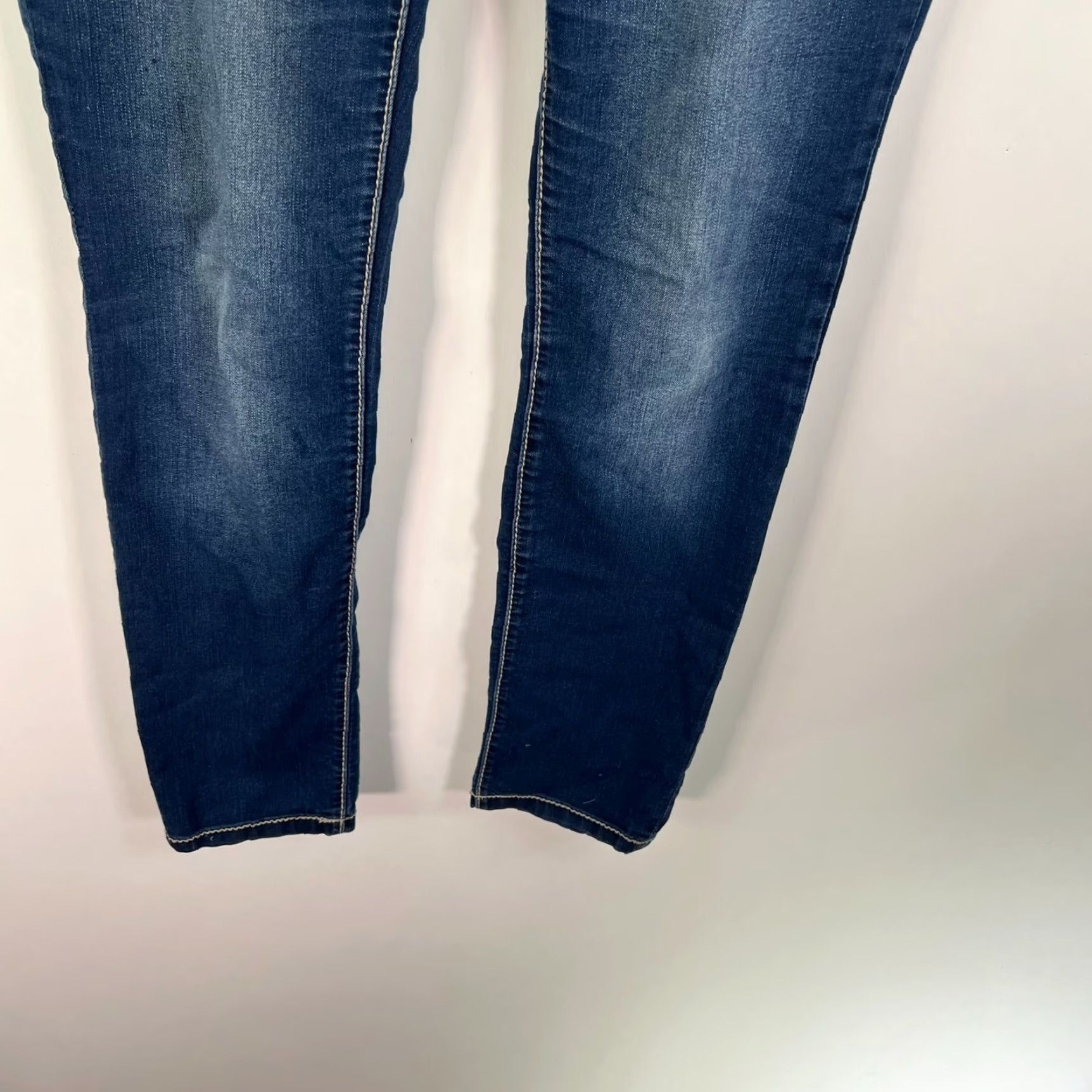 Vintage Maurice's Distressed Skinny Jeans Blue Denim 5-Pocket Womens Size M Regular 34x33 City 90s Bohemian Size 32" / US 10 / IT 46 - 4 Thumbnail