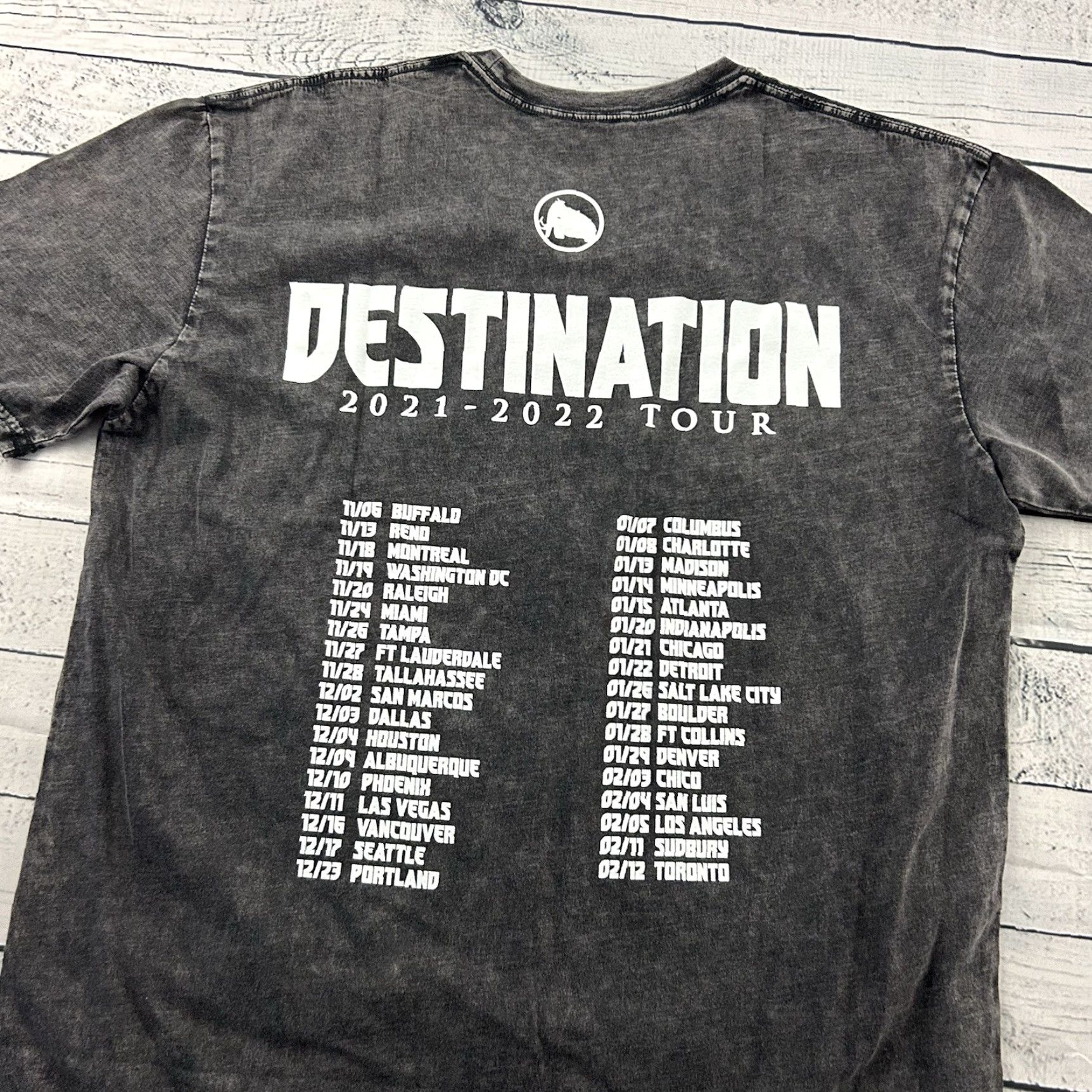 Vintage WOOLI Destination Tour Short Sleeve T-Shirt Men's L Gray Pigment Dyed Shirt Pub DJ? Size US L / EU 52-54 / 3 - 5 Thumbnail