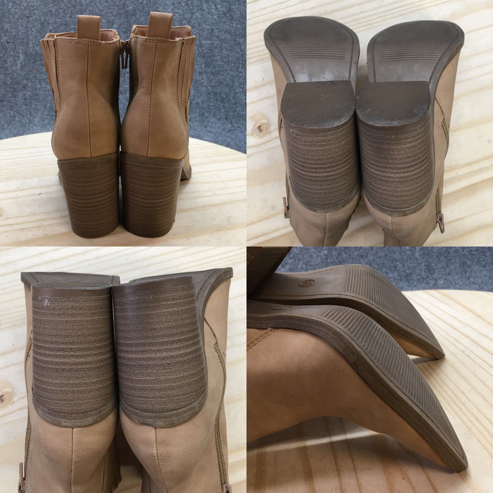 Vintage Universal Thread Boots Womens 6.5 Ankle Bootie Brown Faux Leather Block Casual Size US 7 / IT 37 - 8 Thumbnail