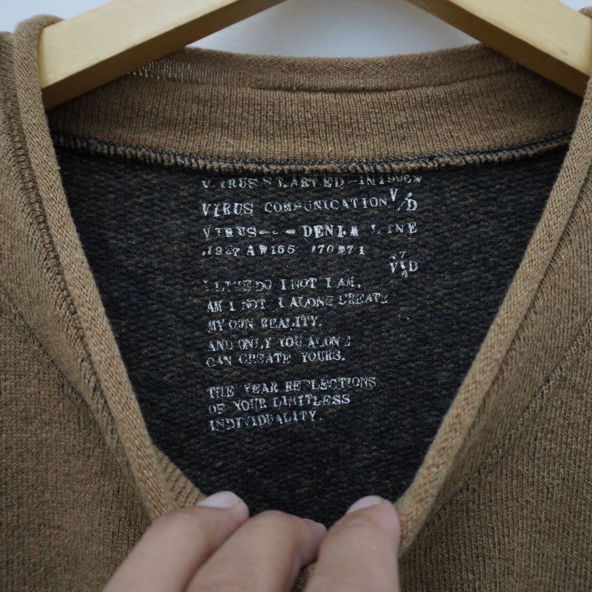 Japanese Brand Vtg Virus Denim Line Japan Brown Longsleeve Knit LGB style Size US M / EU 48-50 / 2 - 7 Thumbnail