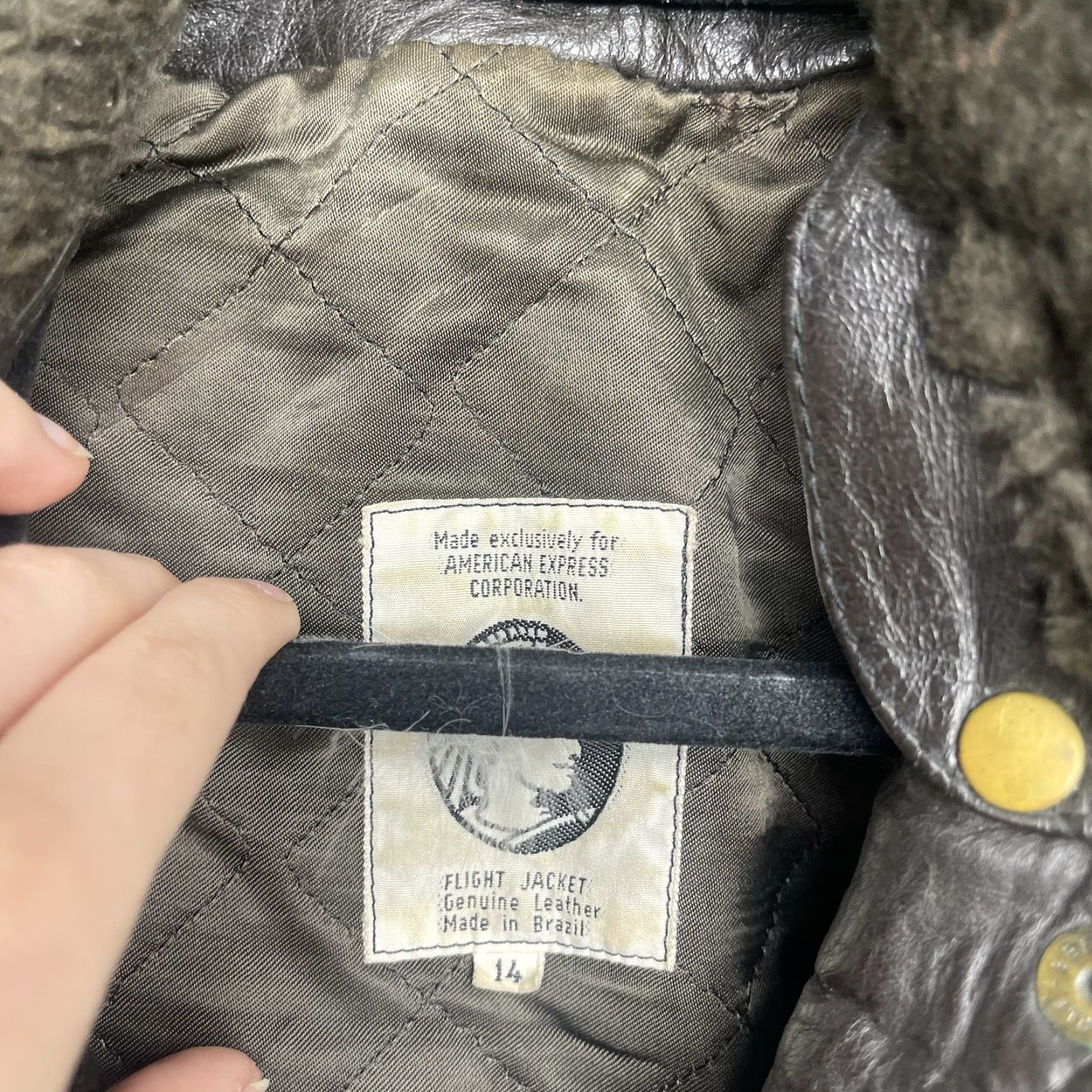Vintage VINTAGE American Express Leather Flight Jacket Womens 14 A-2 Bomber Black Fur Size XL / US 12-14 / IT 48-50 - 4 Thumbnail