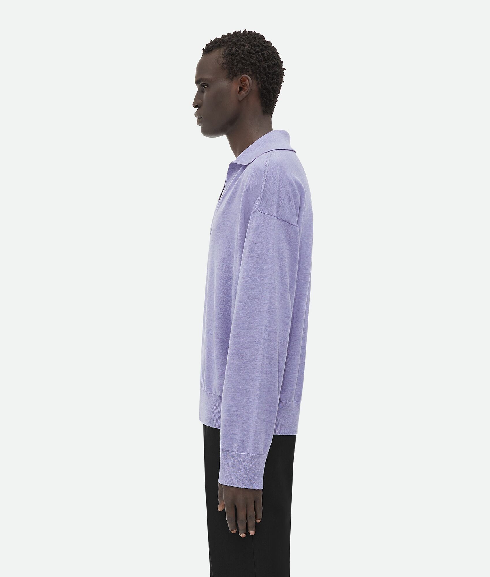 Bottega Veneta o1n1vont1224 Light Wool Polo Shirt in Perwinkle Size US S / EU 44-46 / 1 - 2 Thumbnail