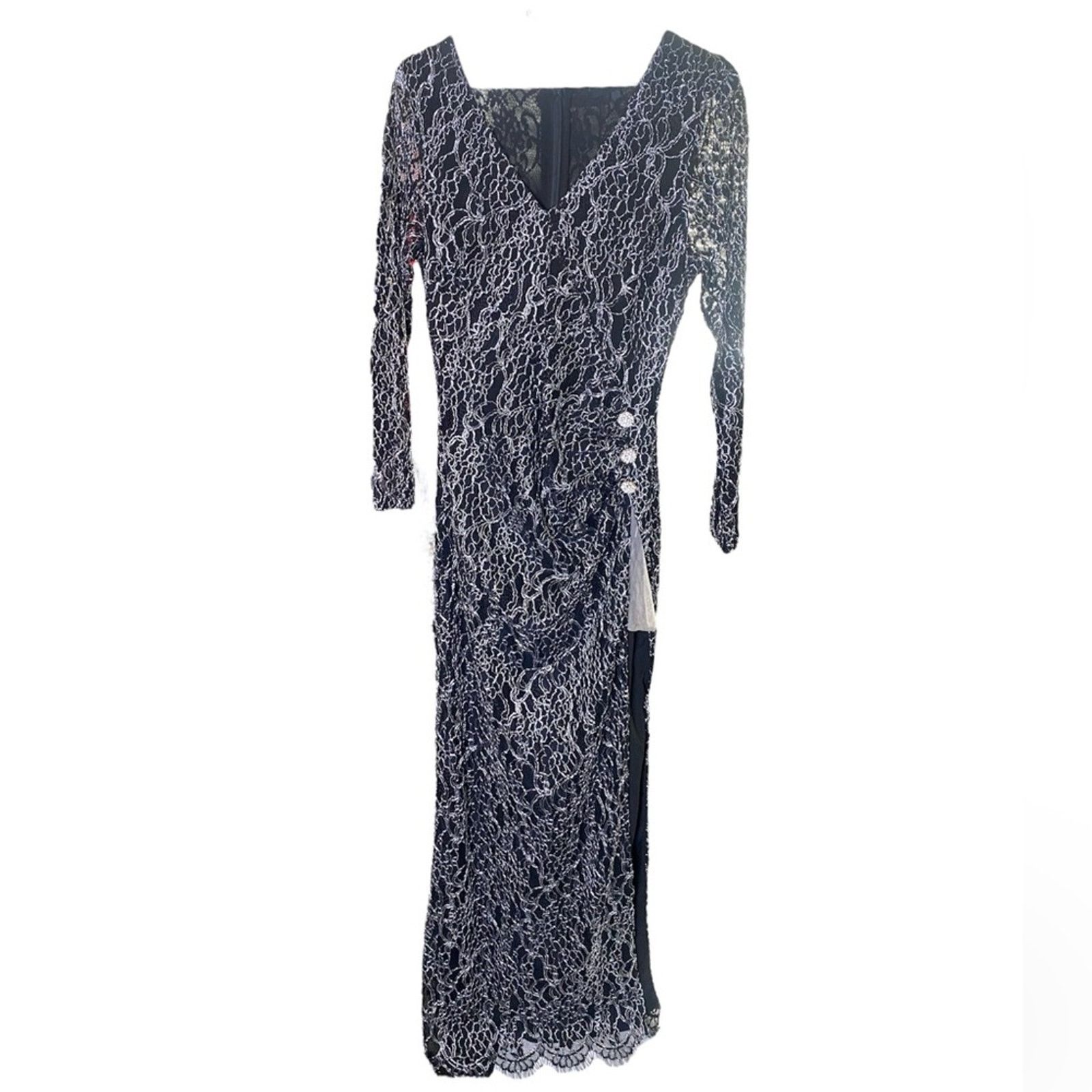 REVOLVE Revolve H:OURS Kiera Lace Gown Metallic Black S Size S / US 4 / IT 40 - 2 Thumbnail