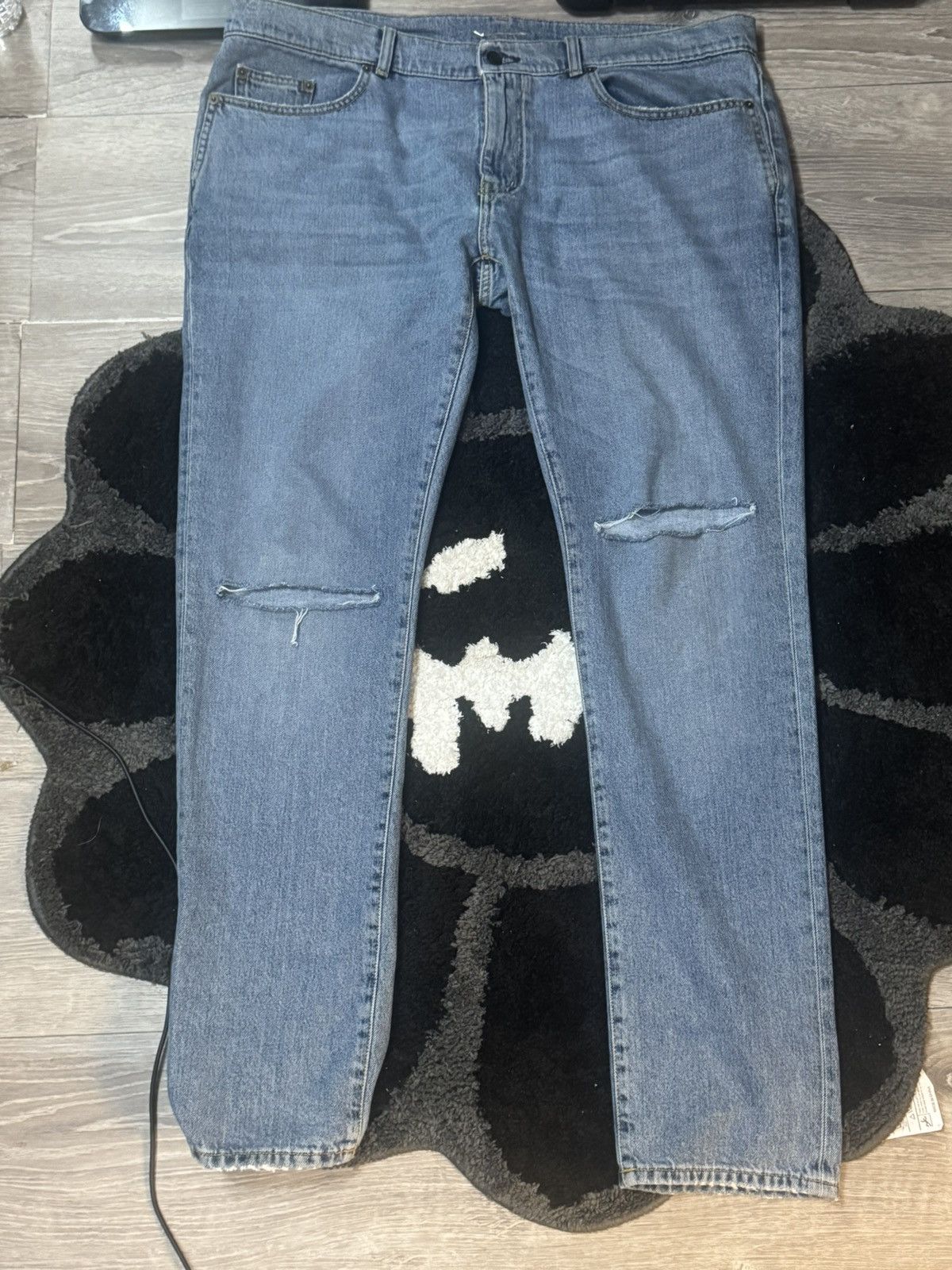 Saint Laurent Paris D02 Light Wash Distressed Denim Size 36