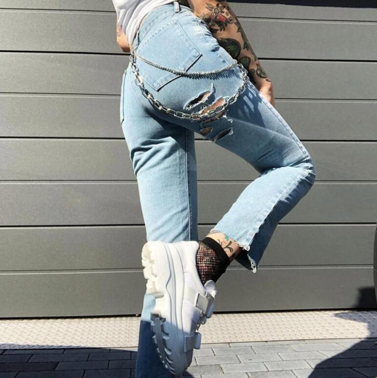 The Unbranded Brand y2k Zipper trim jeans Size US 32 / EU 48 - 3 Thumbnail
