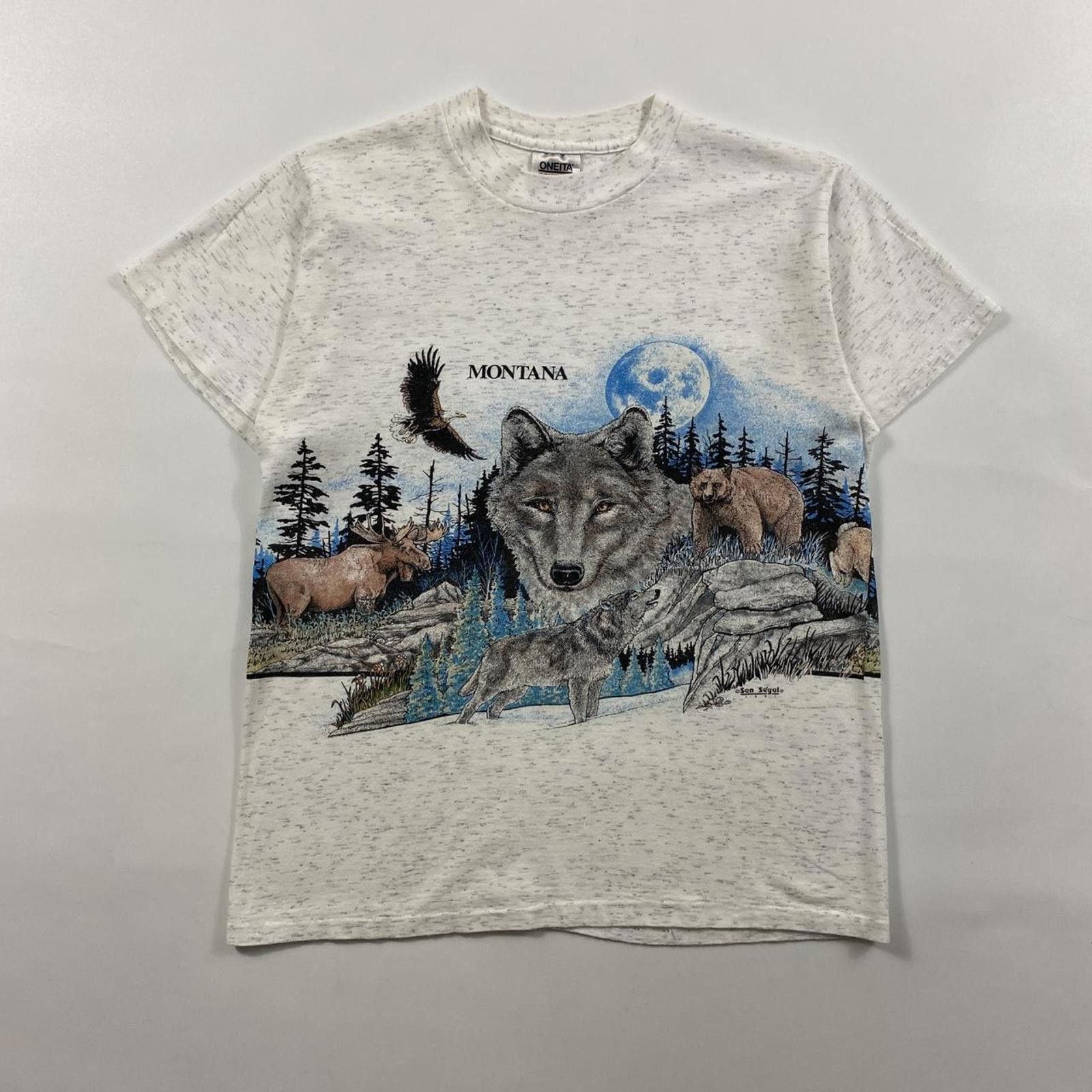 Vintage Vintage 90s Wolf Nature Wrap Around Tee Size US M / EU 48-50 / 2 - 1 Thumbnail