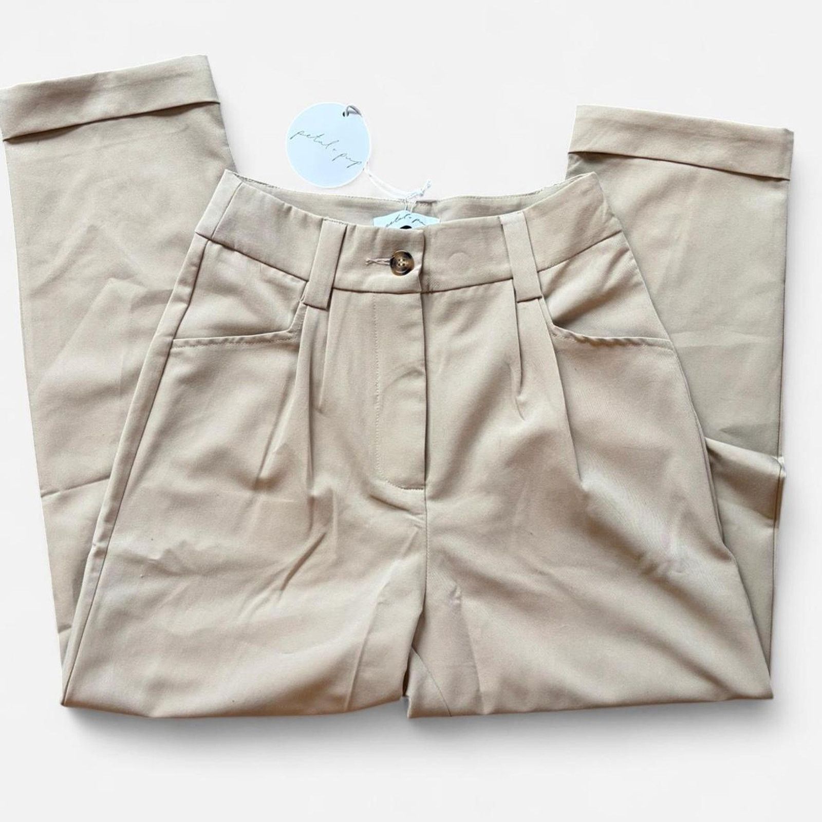 Other NWT Petals & Pup Beige Lexie Pants - Size: 0 Size 25" / US 0 / IT 36 - 1 Thumbnail