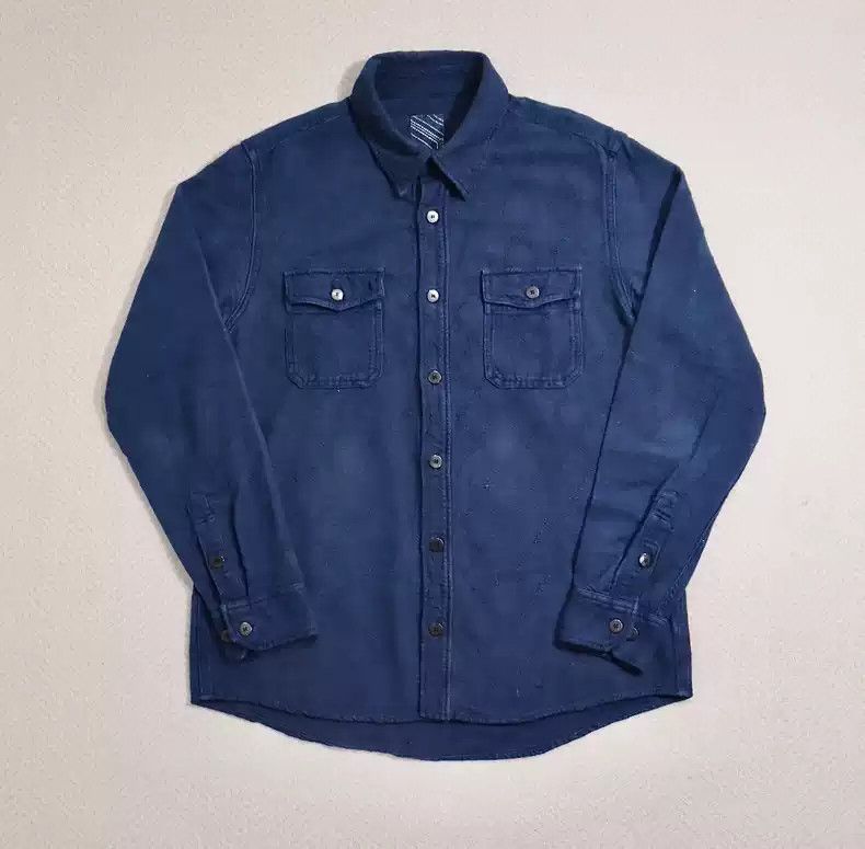 Visvim ICT Black Elk Flannel shirt with spiny blue