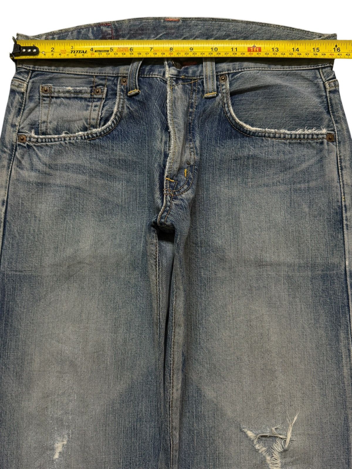 Edwin Vintage 90s Edwin 504 Blue Faded Wash Distress Wide Leg Size US 31 - 9 Thumbnail