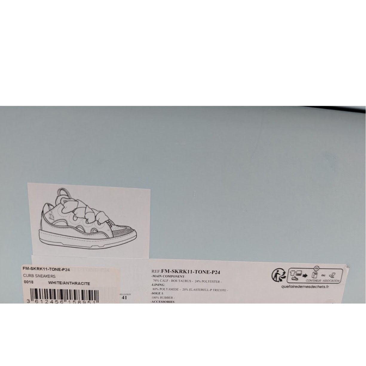 Lanvin o1rshd1 Curb Sneakers in White/Anthracite Size US 8 / EU 41 - 23 Thumbnail
