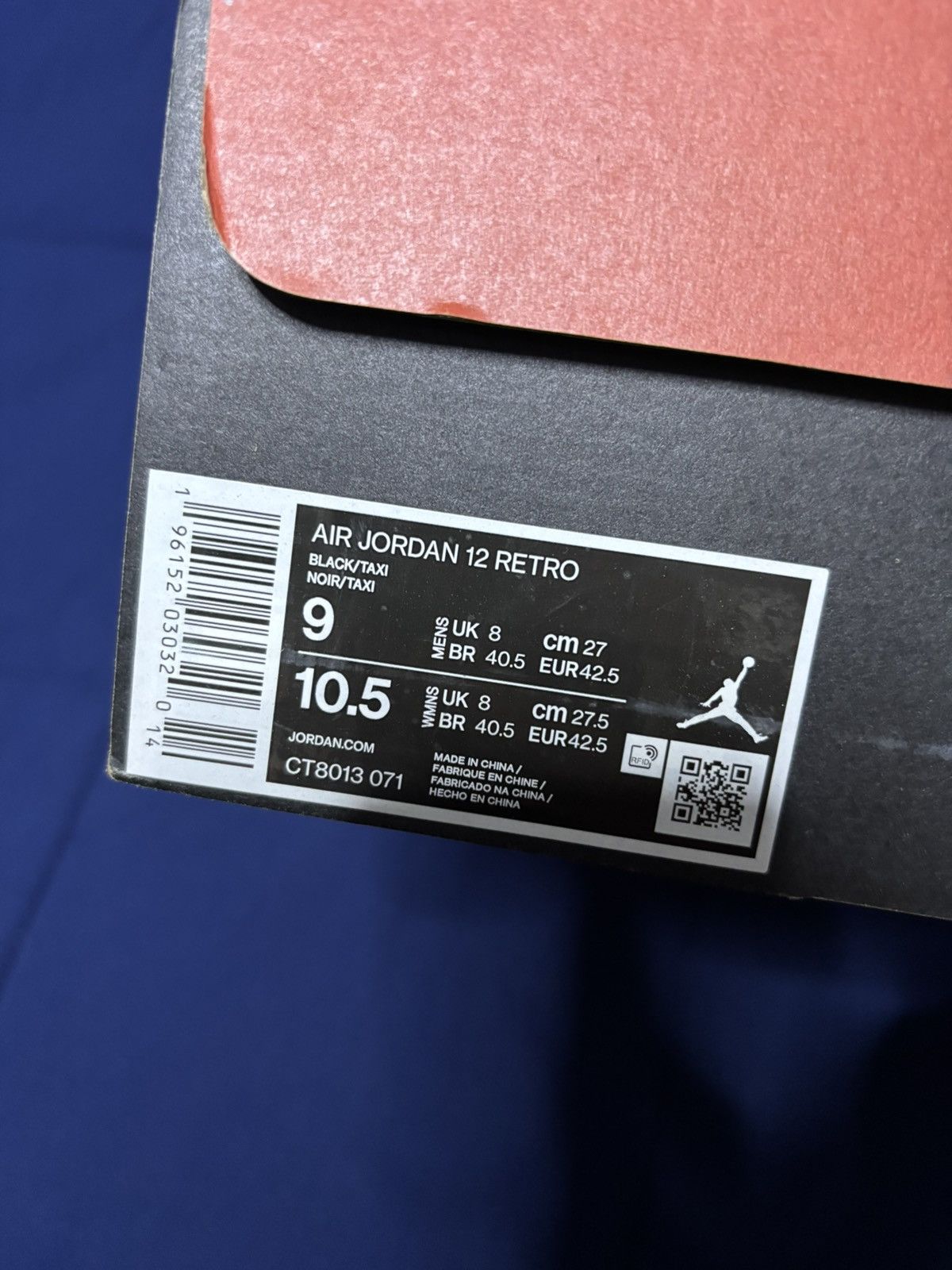 Jordan Brand Jordan 12 Retro Black Taxi 2022 Size 9 Size US 9 / EU 42 - 8 Thumbnail
