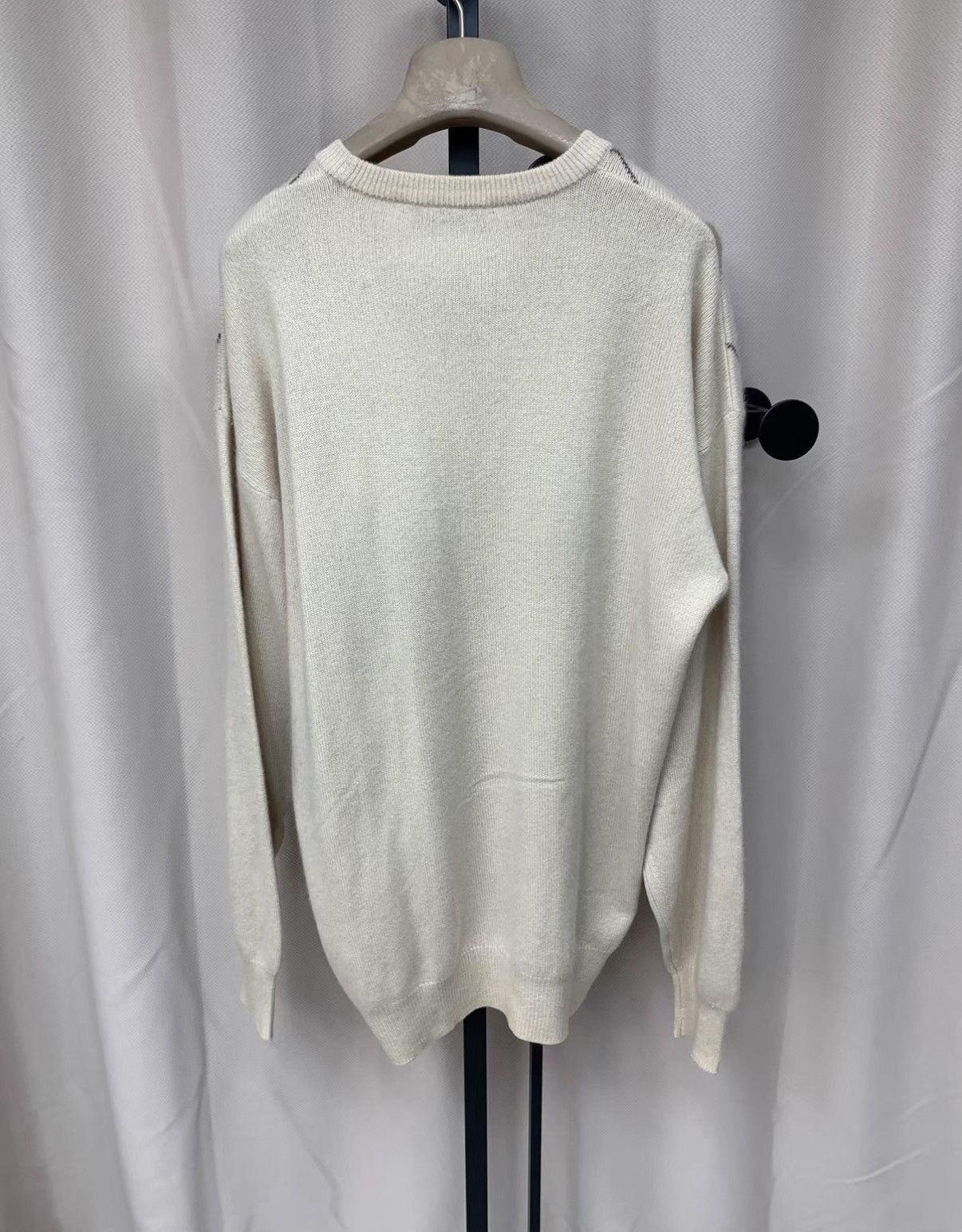 Brunello Cucinelli BRUNELLO CUCINELLI Light Beige Argyle Cashmere Sweater Size US XL / EU 56 / 4 - 4 Thumbnail