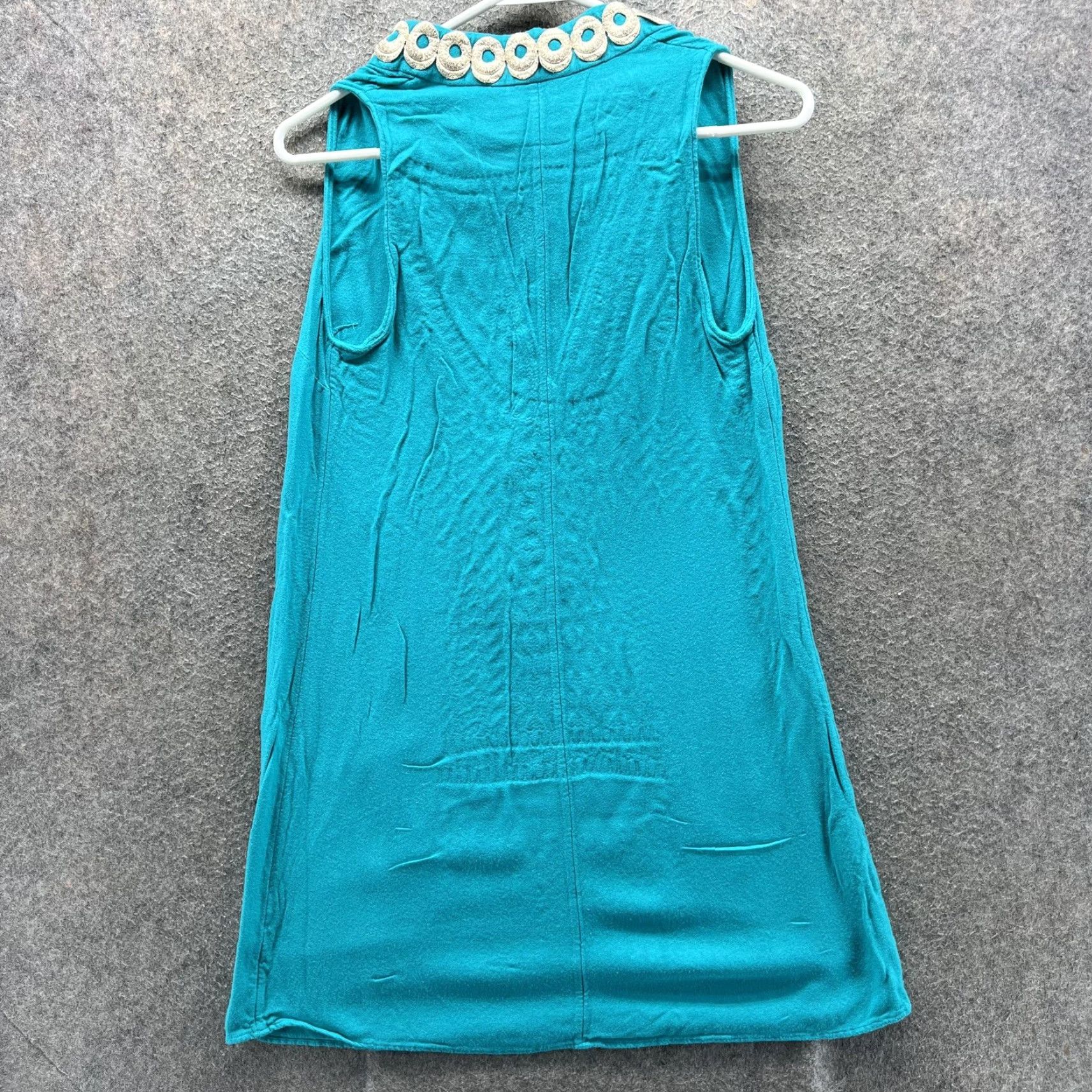 Lilly Pulitzer Lilly Pulitzer Dress Womens 4 Blue Beaded V Neck Sleeveless Shift Tunic Size S / US 4 / IT 40 - 6 Thumbnail