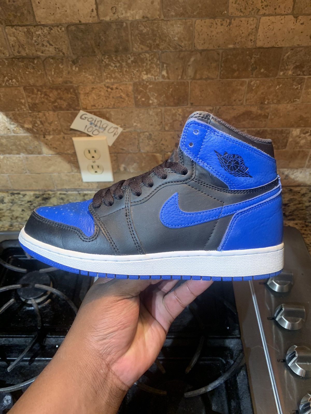 image of Jordan Brand 1 Royal 2017 Shoes in Black Blue, Men's (Size 6)