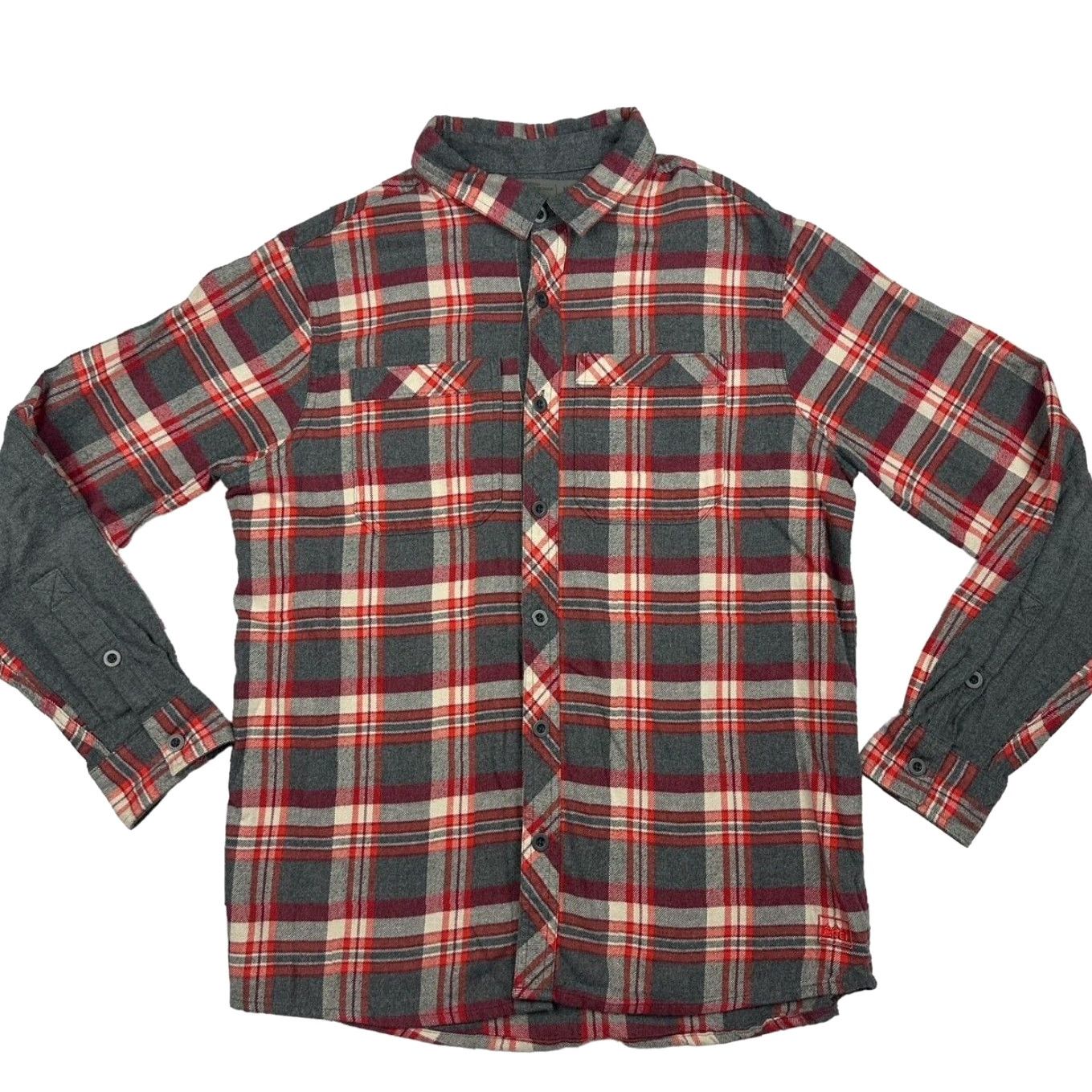 REI Flannel Shirt Men's Cotton Long Sleeve Red Black Plaid • Medium