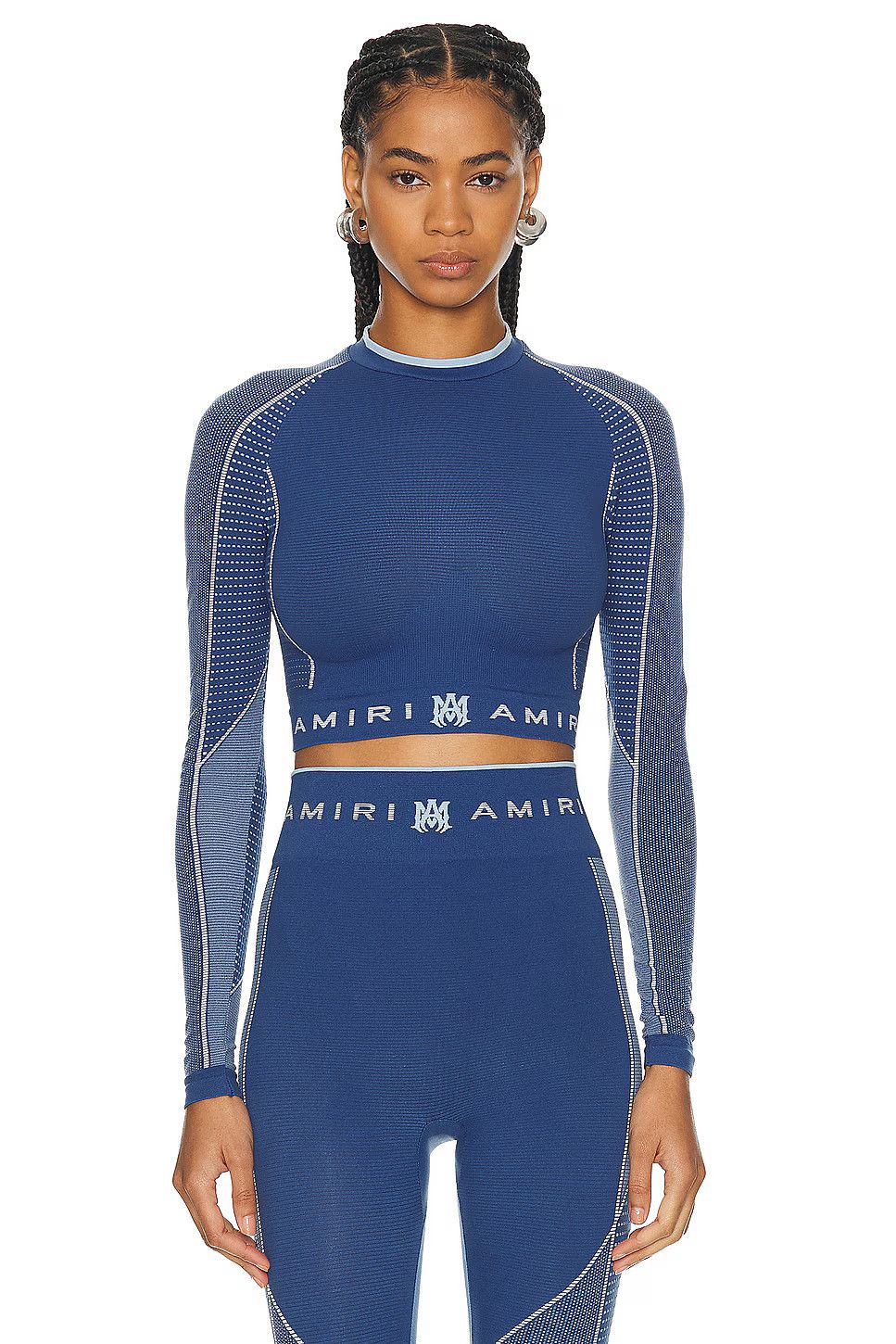 Amiri o1orln1025 Seamless Cropped Top in Blue Size M / US 6-8 / IT 42-44 - 1 Thumbnail