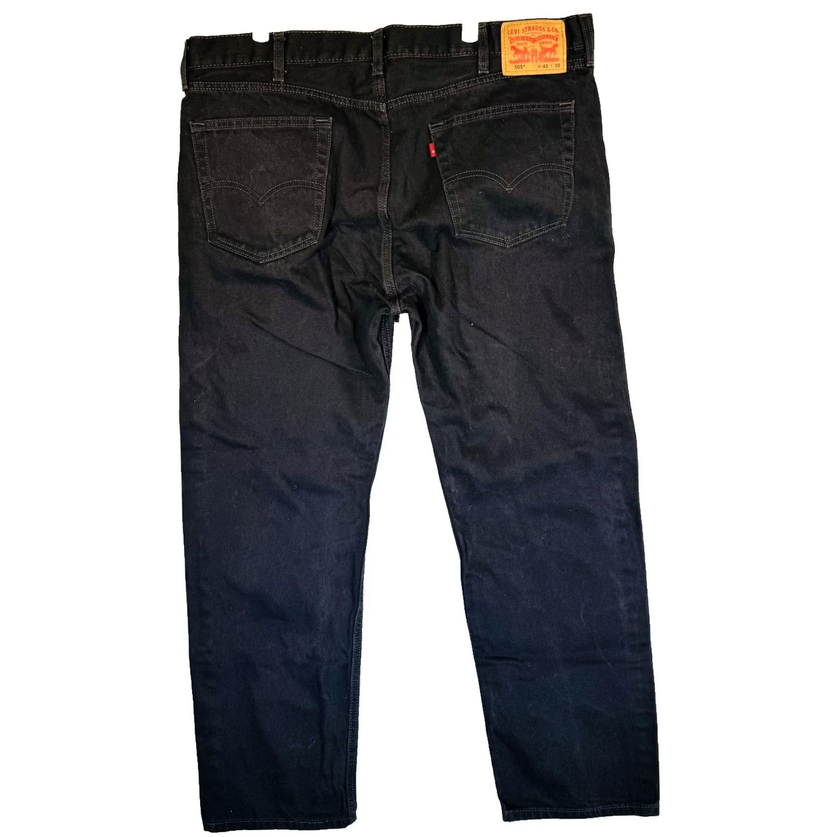 Levi's Levi's 505 Jeans Mens 42x32 Black Rinse Straight Regular Fit Denim Zip Fly Men's Jeans Black Rinse 42 W42 L32 Leather Patch Logo Five-Pocket Pocket Size US 42 / EU 58 - 6 Thumbnail