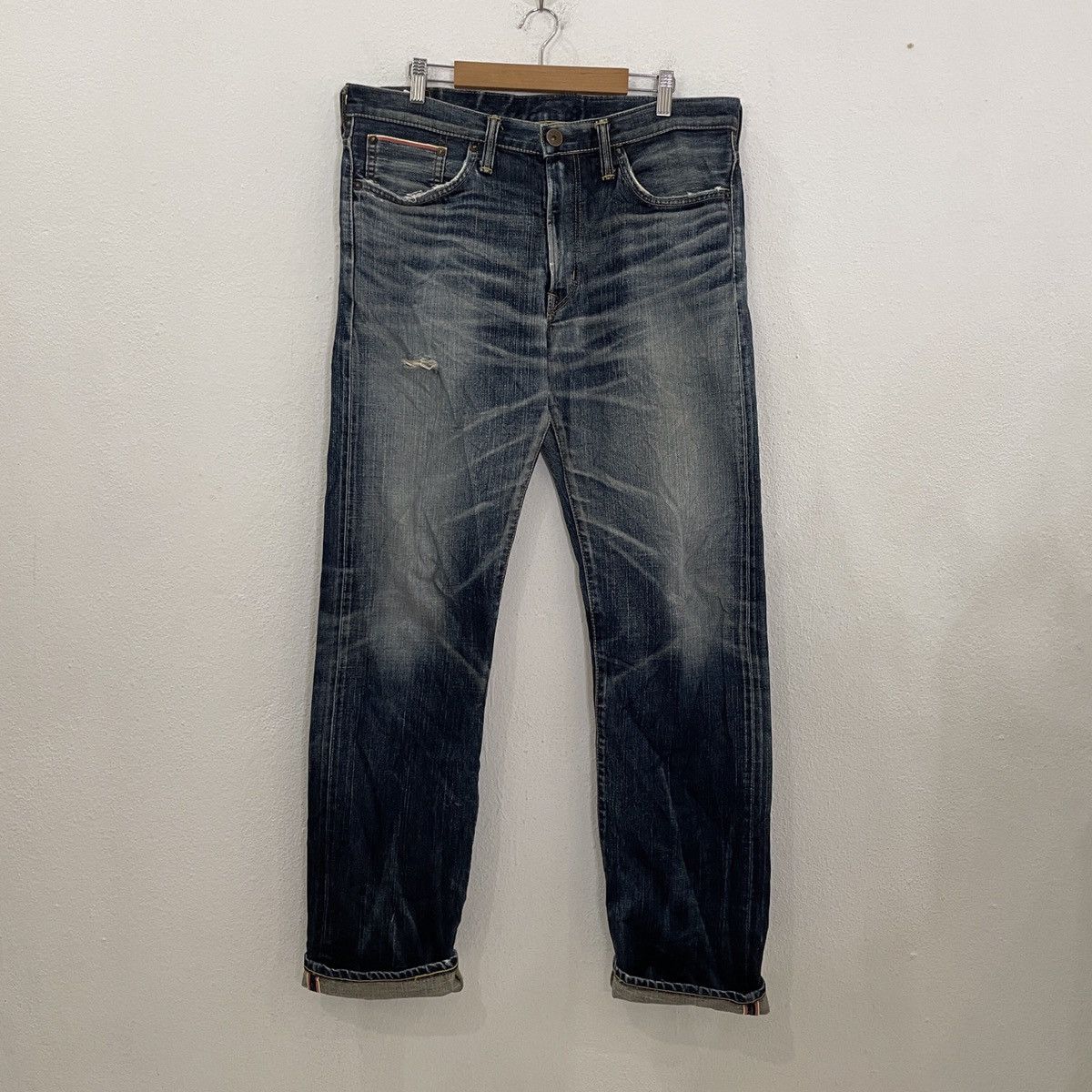 Edwin Redline‼️Vintage Edwin Selvedge Distressed Denim Size US 35 - 1 Thumbnail