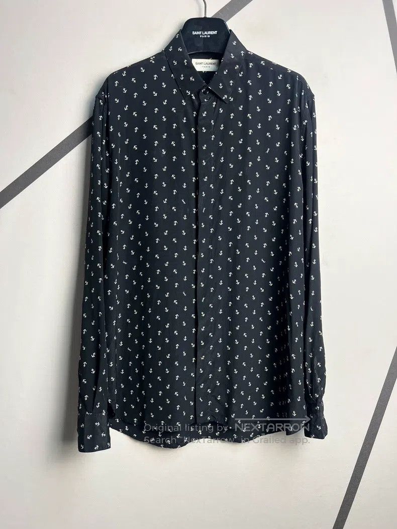 Saint Laurent Paris Saint Laurent Paris size 39 Anchor Print Silk Shirt Size US M / EU 48-50 / 2 - 1 Thumbnail