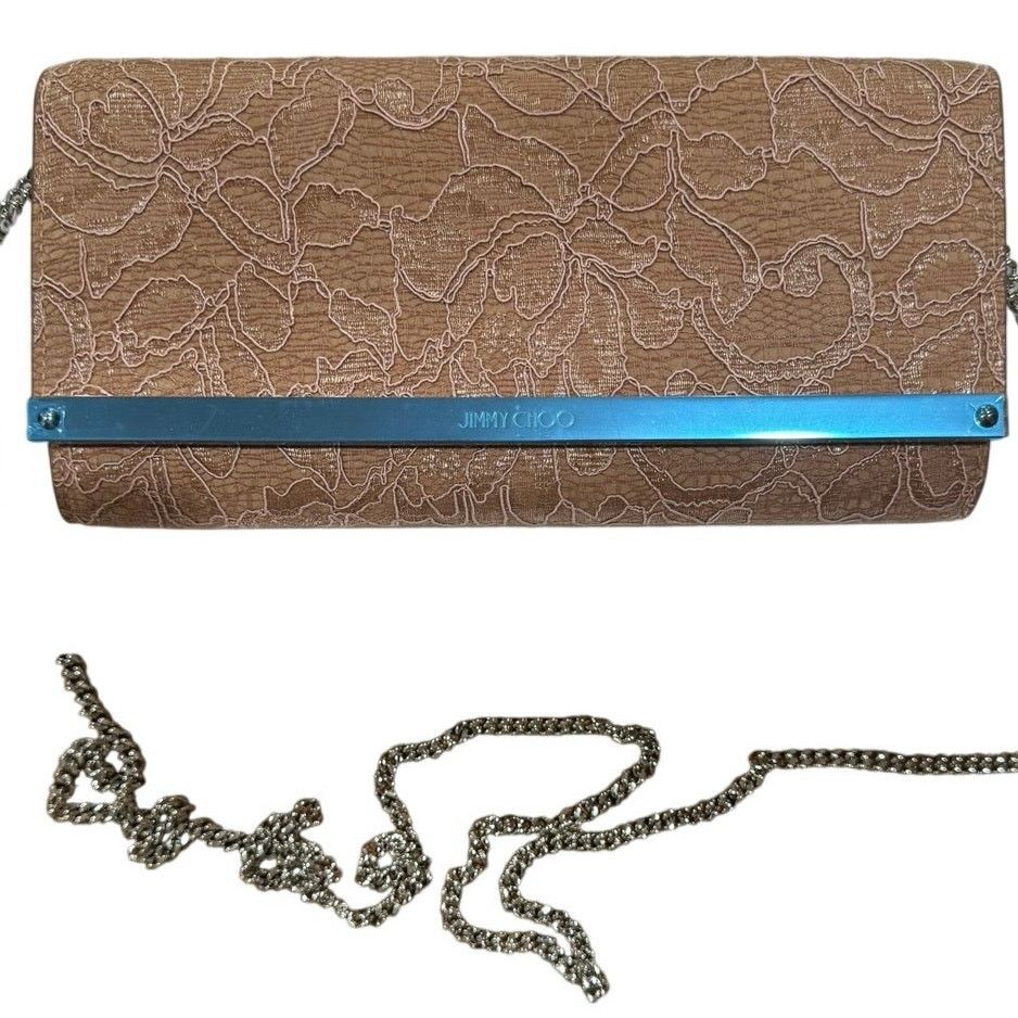 Jimmy Choo Jimmy Choo Milla Lace Clutch – Powder Pink w/ Chain Strap Size ONE SIZE - 4 Thumbnail