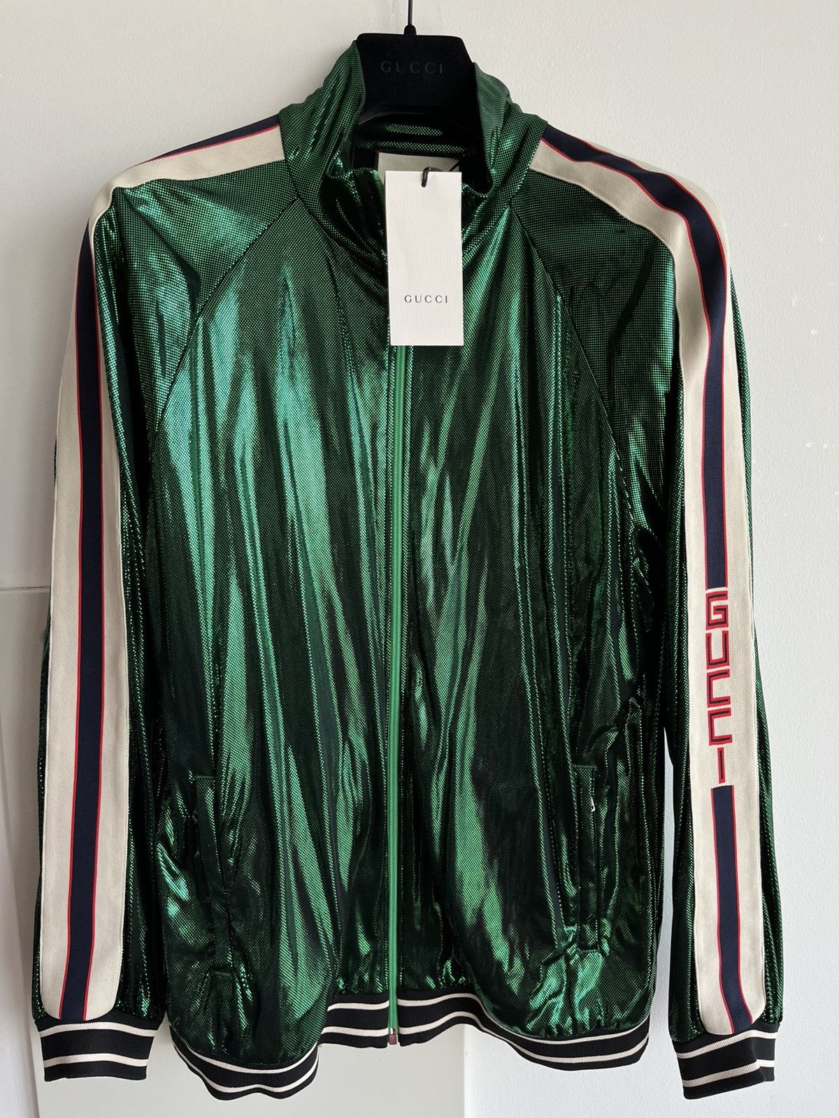 $4k Value Super Runway Gucci Glitter Laminated Track Jacket