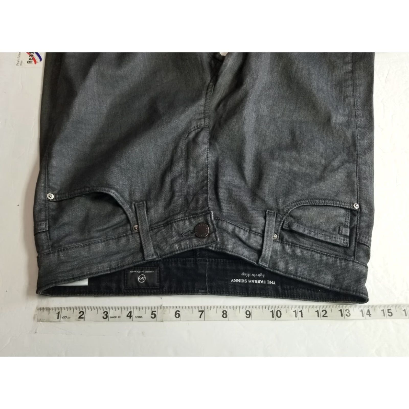 Vintage AG Adriano Goldschmied Farrah Skinny Jeans 28R Gray Metallic High Rise Cotton Blend 5-Pocket Women’s Pants Budget Size 28" / US 6 / IT 42 - 3 Thumbnail