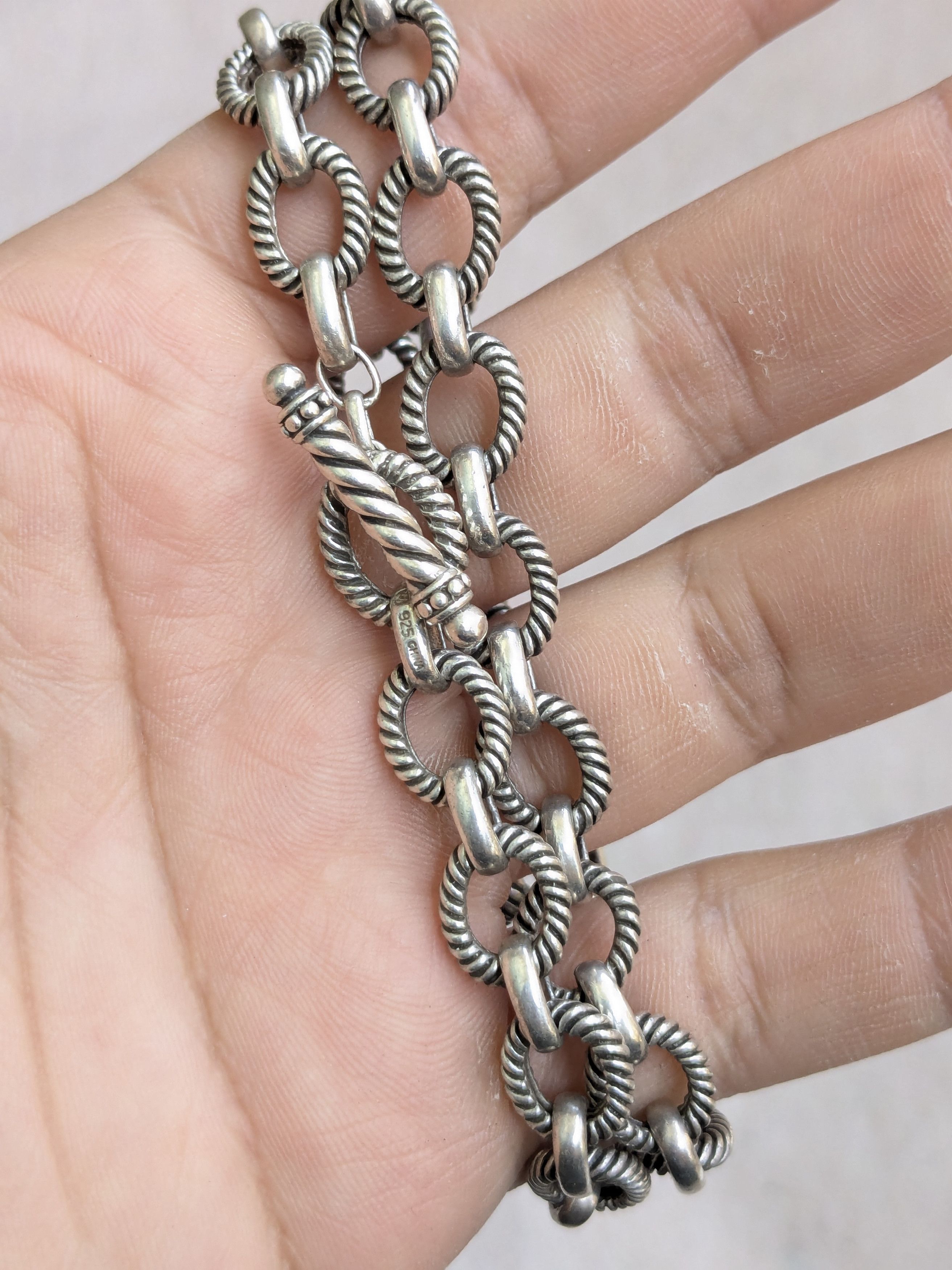 Jewelry Sterling Silver Choker Necklace Oval 18" Chain Size ONE SIZE - 11 Thumbnail