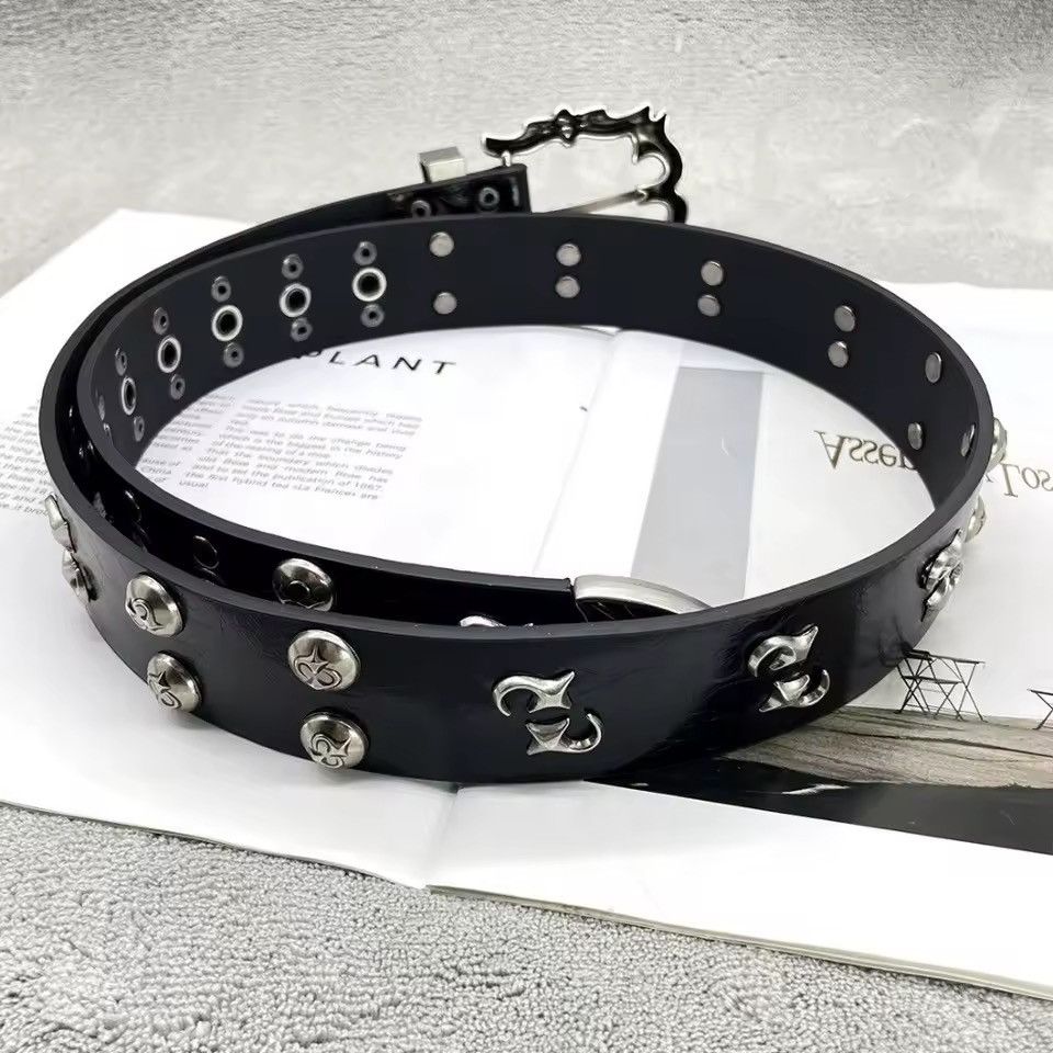 Other Punk Gothic Black PU Leather Belt Size ONE SIZE - 4 Thumbnail