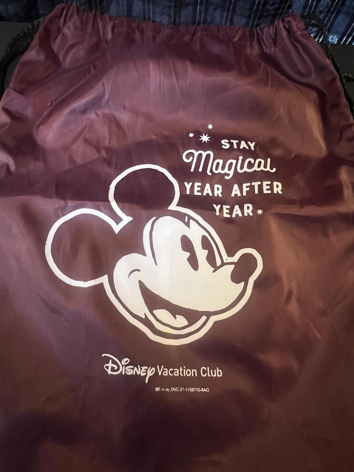 Disney Mickey Vacation Club Drawstring Bag Maroon Disney Parks Size ONE SIZE - 2 Thumbnail