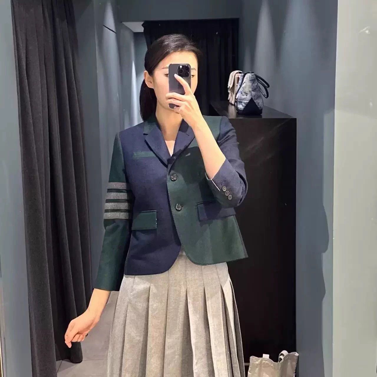Thom Browne Thom Browne Deep Green Blocked Four-Bar Wool Blazer 38 Size 38R - 8 Thumbnail