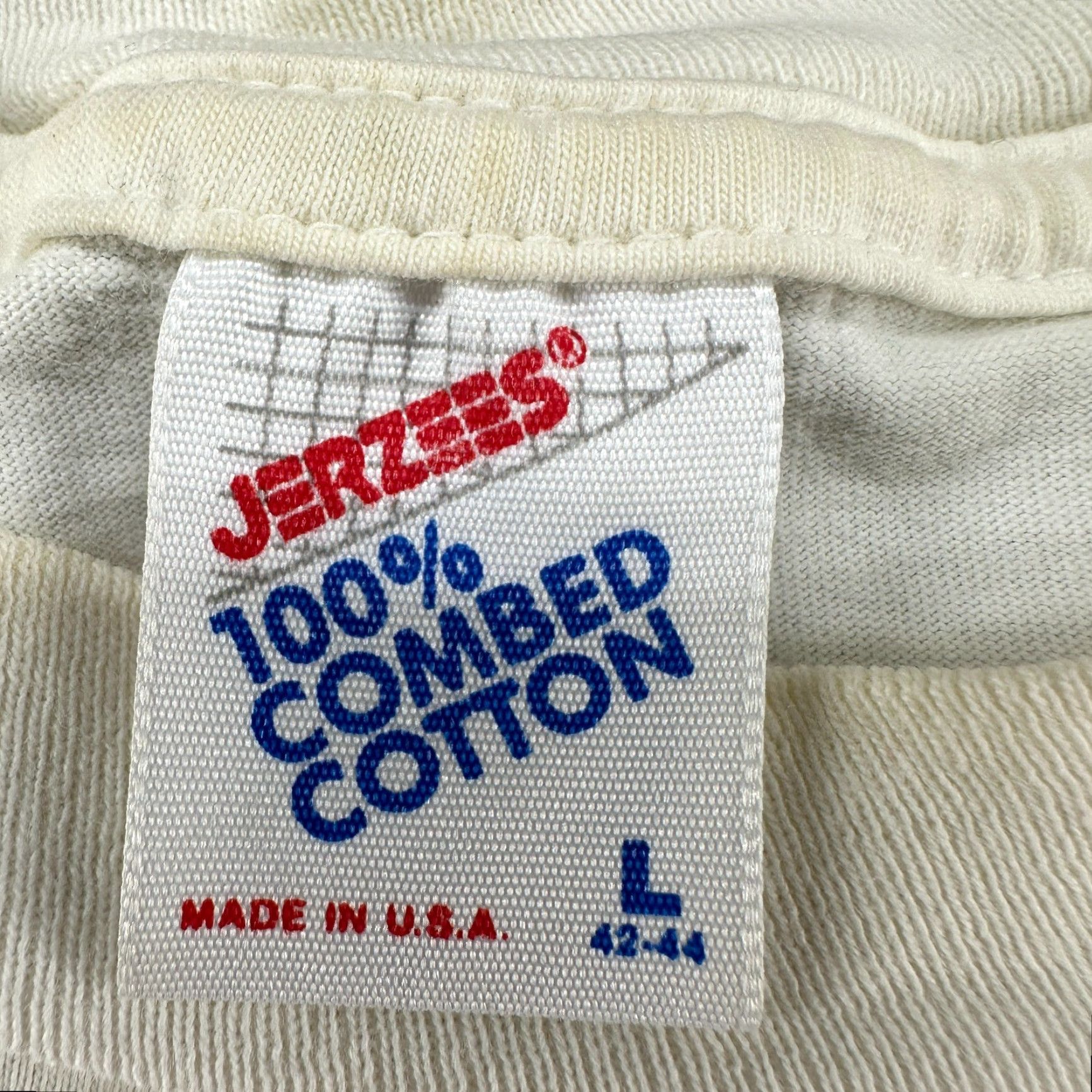 Jerzees VINTAGE Jerzees Rio Las Vegas Shirt Men L White Graphic Parrots 90s Crew Neck Short Sleeve Cotton Knit T-Shirt All Seasons 90s Mens Size US L / EU 52-54 / 3 - 6 Thumbnail