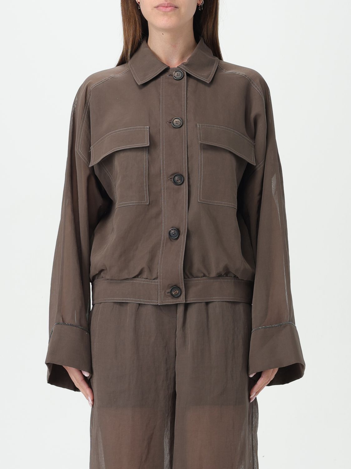 image of Brunello Cucinelli Jacket Woman Brown, Women's (Size Medium)