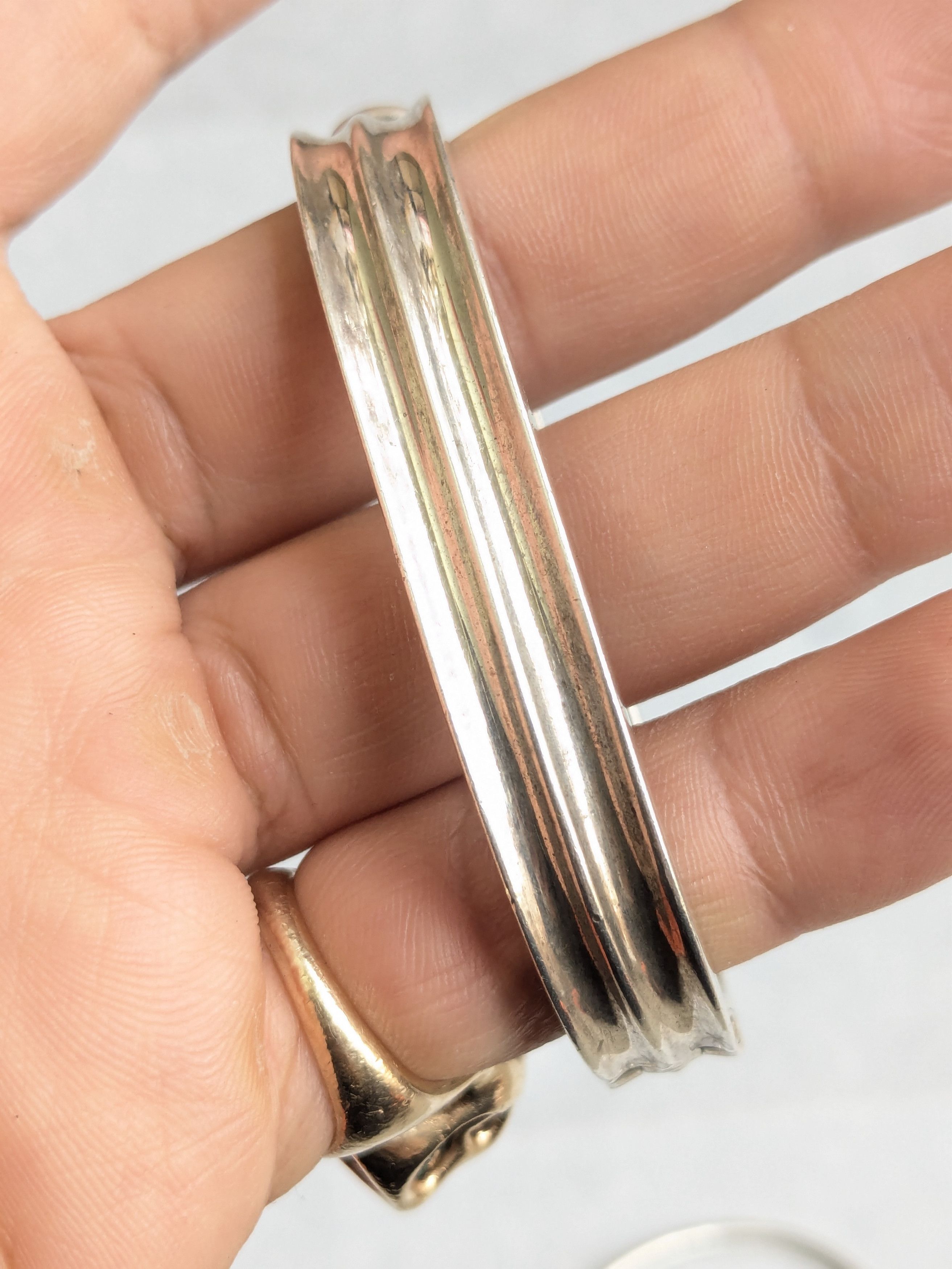 Jewelry Vintage Sterling Silver Bracelet Hinge 6.75" Espo Sig Size ONE SIZE - 11 Thumbnail