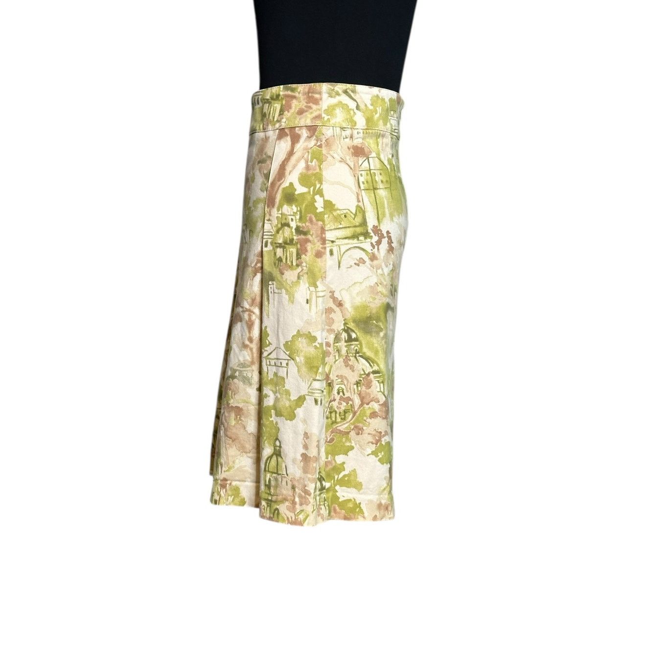 Zara Zara cream green floral print front pleated skirt size small Size 28" / US 6 / IT 42 - 7 Thumbnail