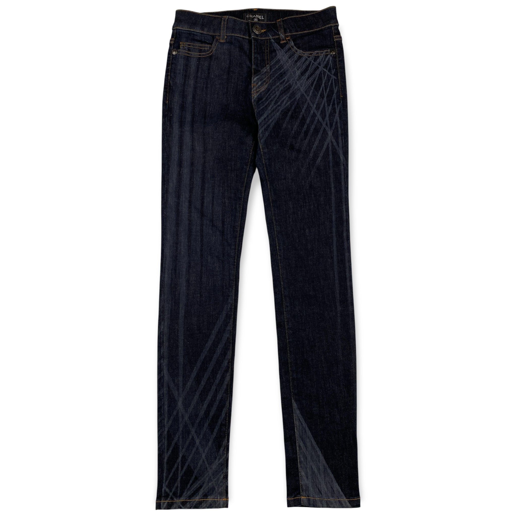 Chanel Geometric Laser Print Coco Mark Buttons Denim Jeans Size US 27 - 1 Thumbnail