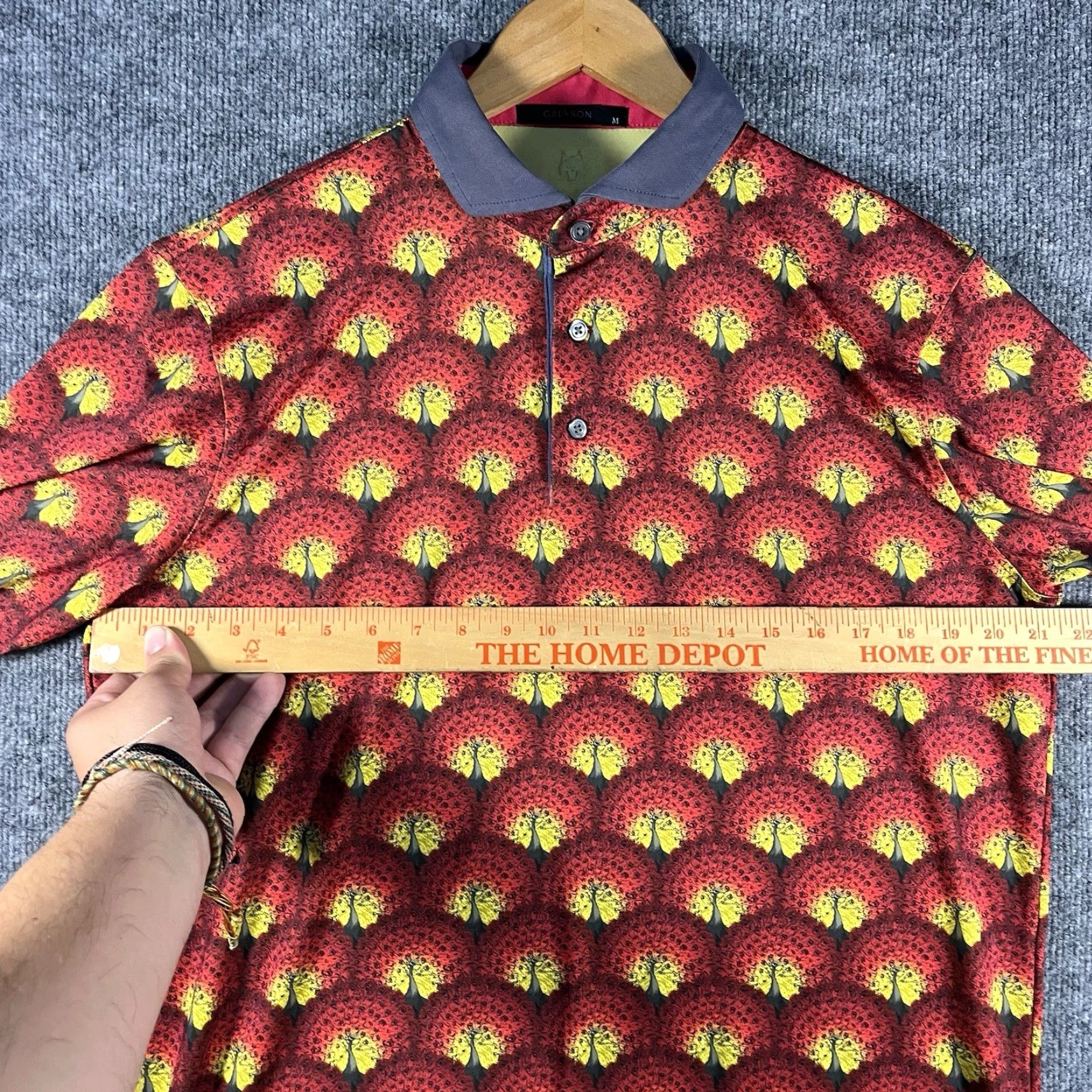 Vintage Greyson Polo Shirt Mens Medium Red Yellow Peacock Golf Shirt Polo Shirt Size US M / EU 48-50 / 2 - 5 Thumbnail
