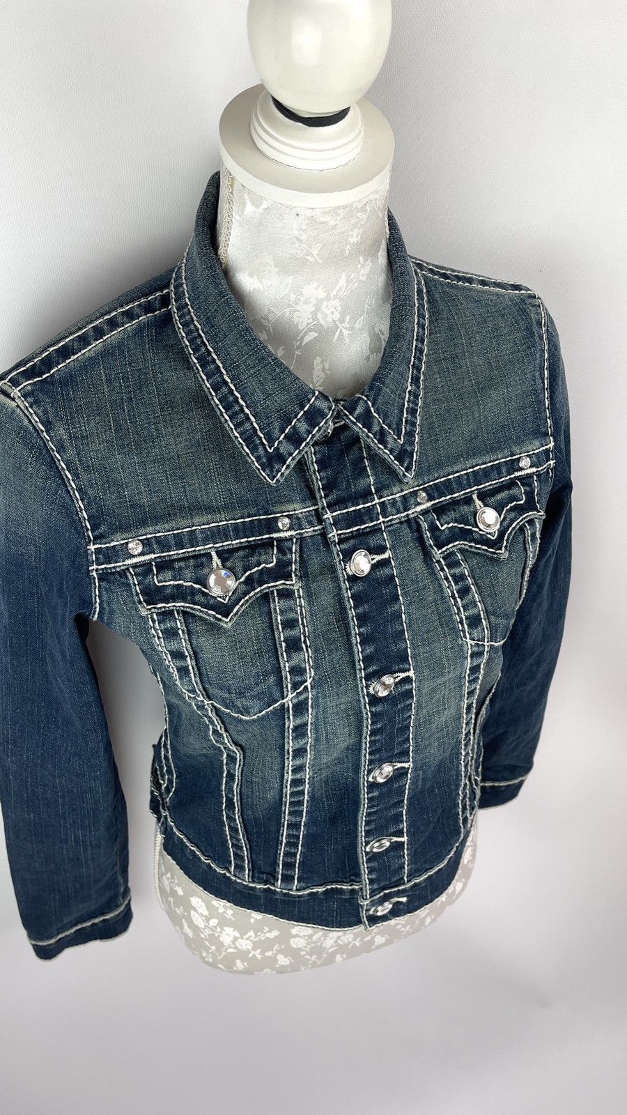 Swarovski × True Religion × Vintage True Religion Swarovski Denim Jacket Y2k Size M / US 6-8 / IT 42-44 - 4 Thumbnail