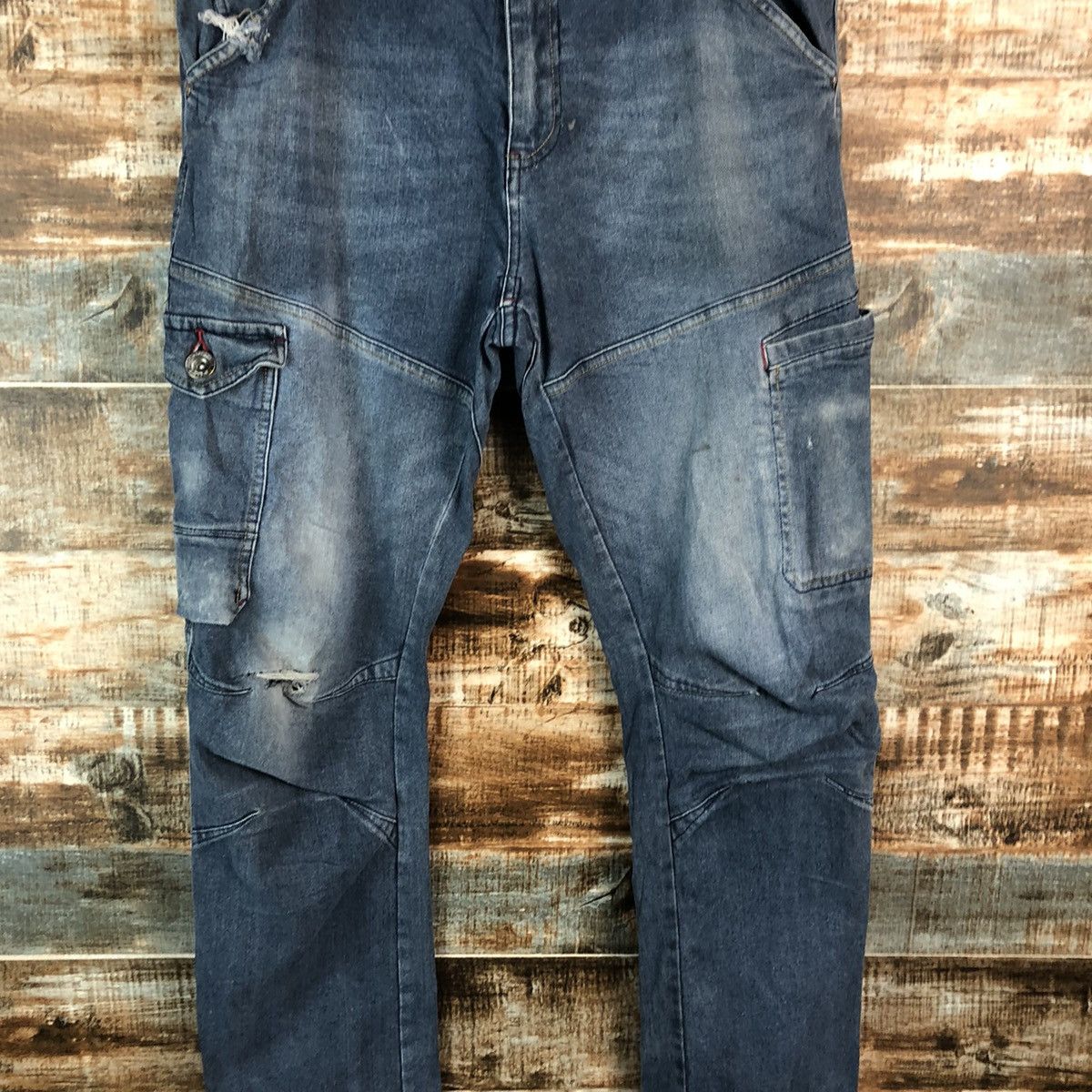 Japanese Brand Field Core Blue Distressed ripped Denim Pants #A2151 Size US 34 / EU 50 - 5 Thumbnail