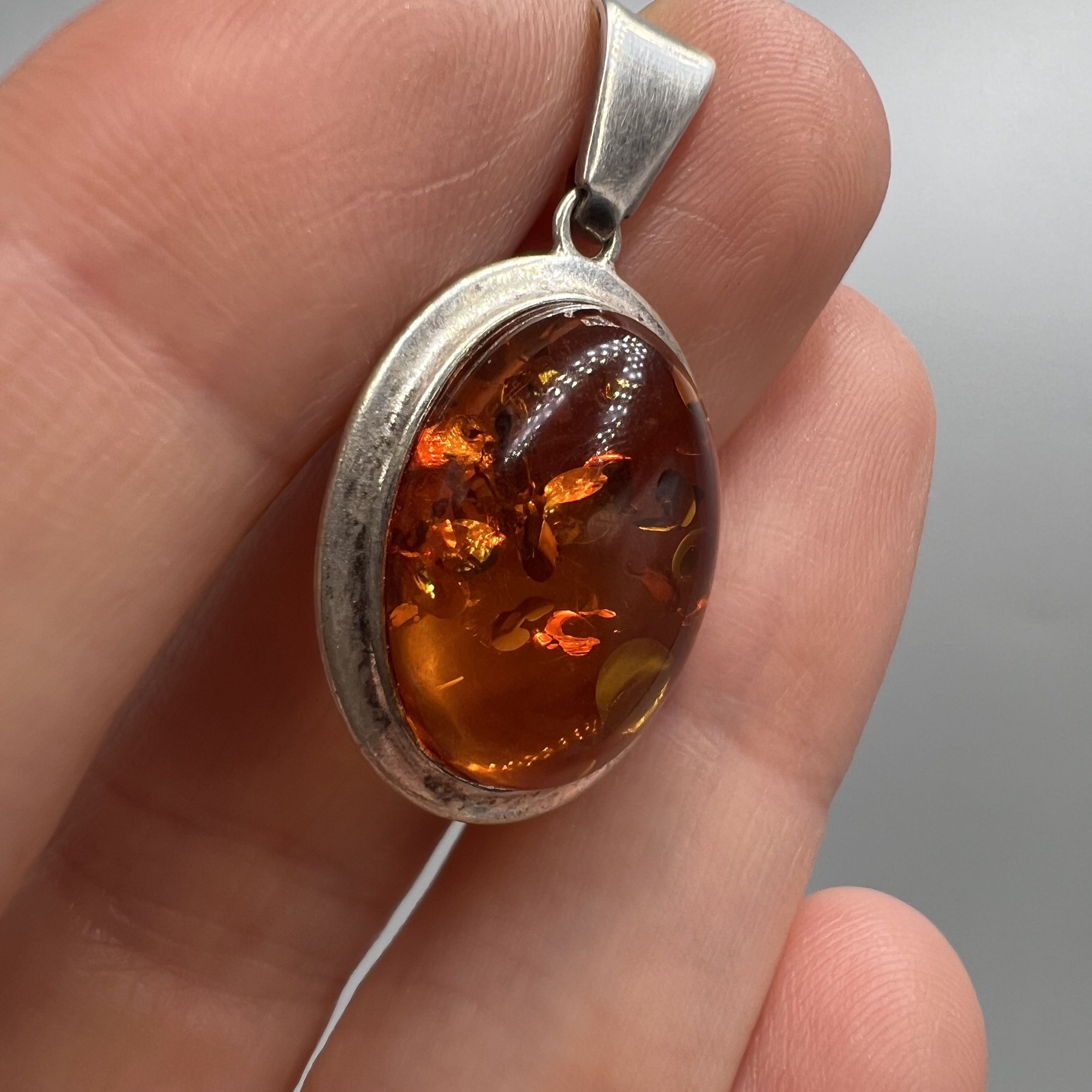 Vintage Vintage Necklace Pendant Sterling Silver 925 Amber Jewelry Size ONE SIZE - 4 Thumbnail