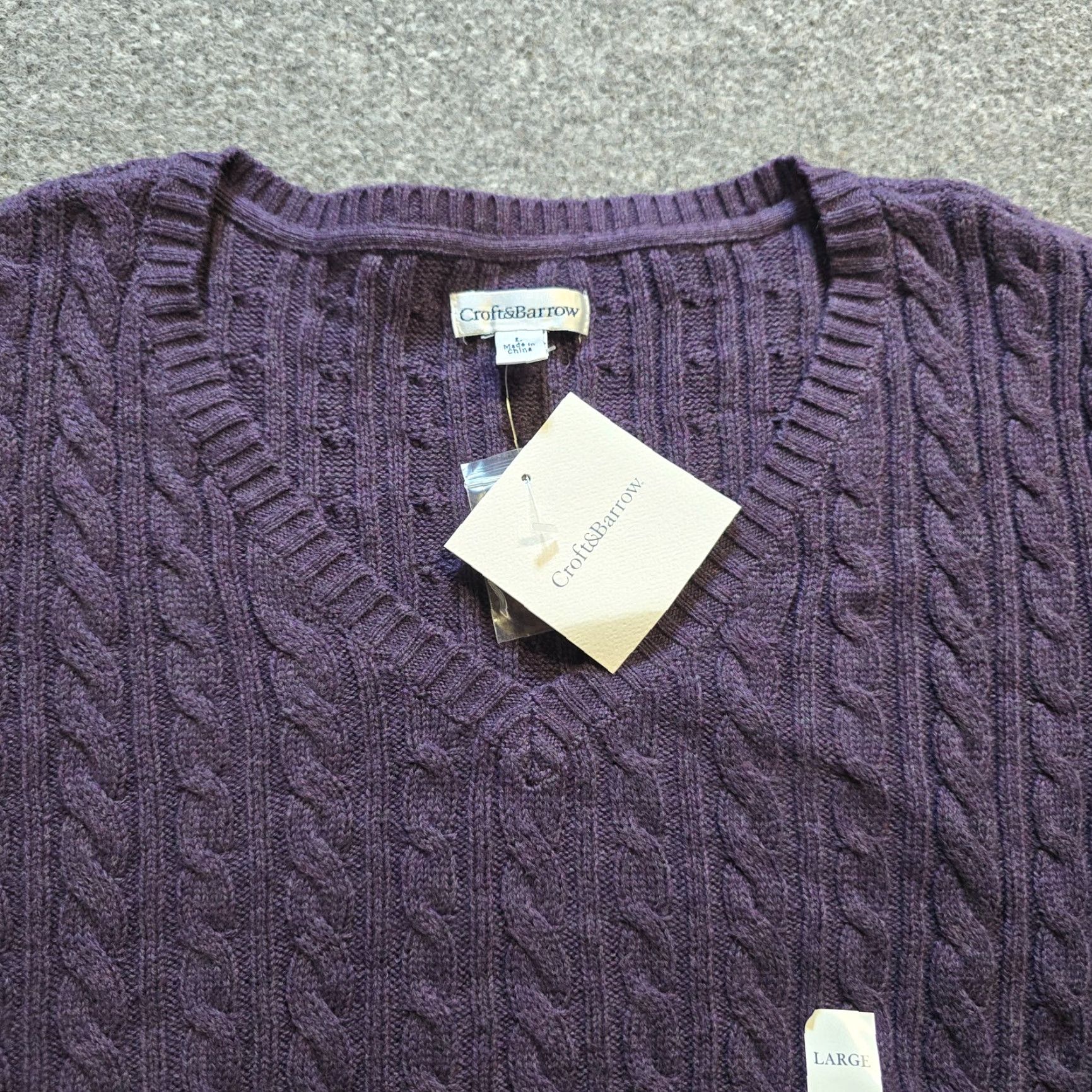 Croft & Barrow Croft Barrow Sweater Womens Size L Purple Cable-Knit Cotton Pullover Casual Winter Classic Womens (Regular) Size L / US 10 / IT 46 - 2 Thumbnail