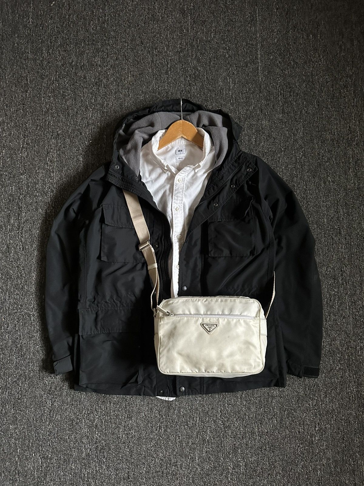 Authentic Prada Nylon Crossbody Bag in White, Men's