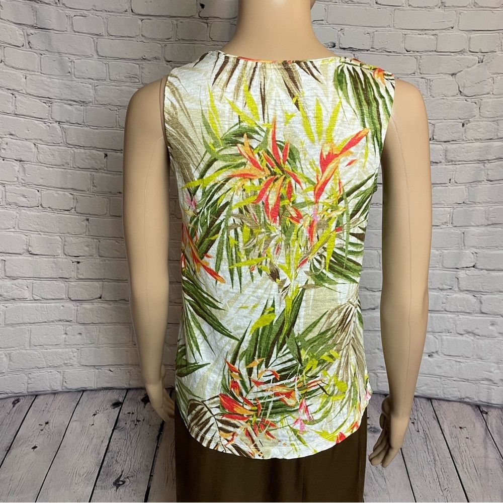 J. Jill J. Jill Love Linen Beige Floral Top Size XS Petite Size XS / US 0-2 / IT 36-38 - 4 Thumbnail