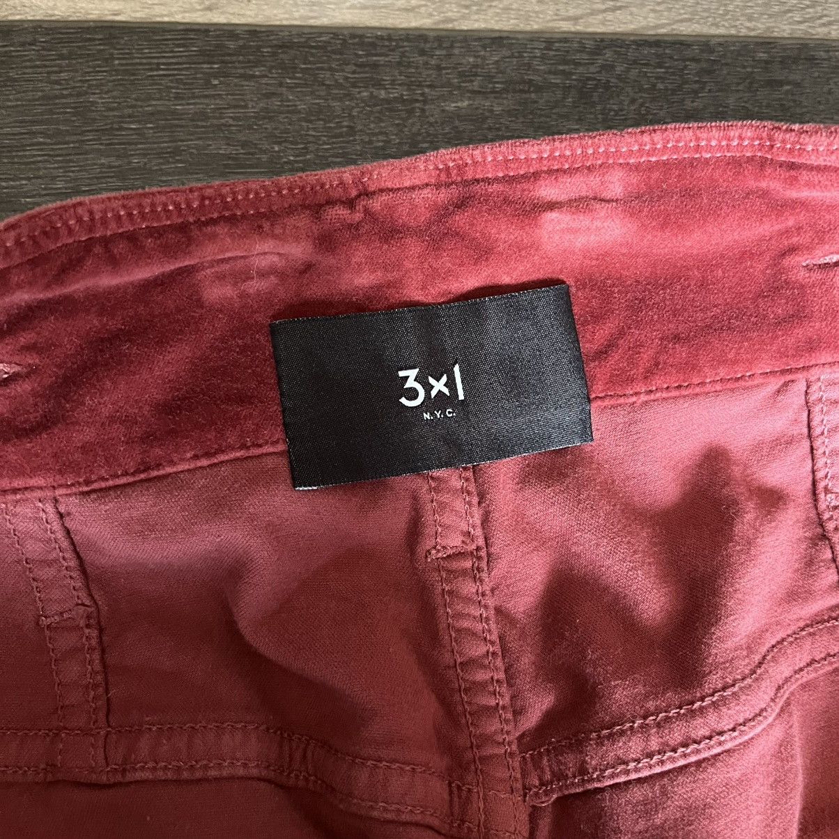 3x1 3x1 Crimson Kelly Velvet Paperbag Tie Belt Wide Leg Jeans Size 30" / US 8 / IT 44 - 9 Thumbnail