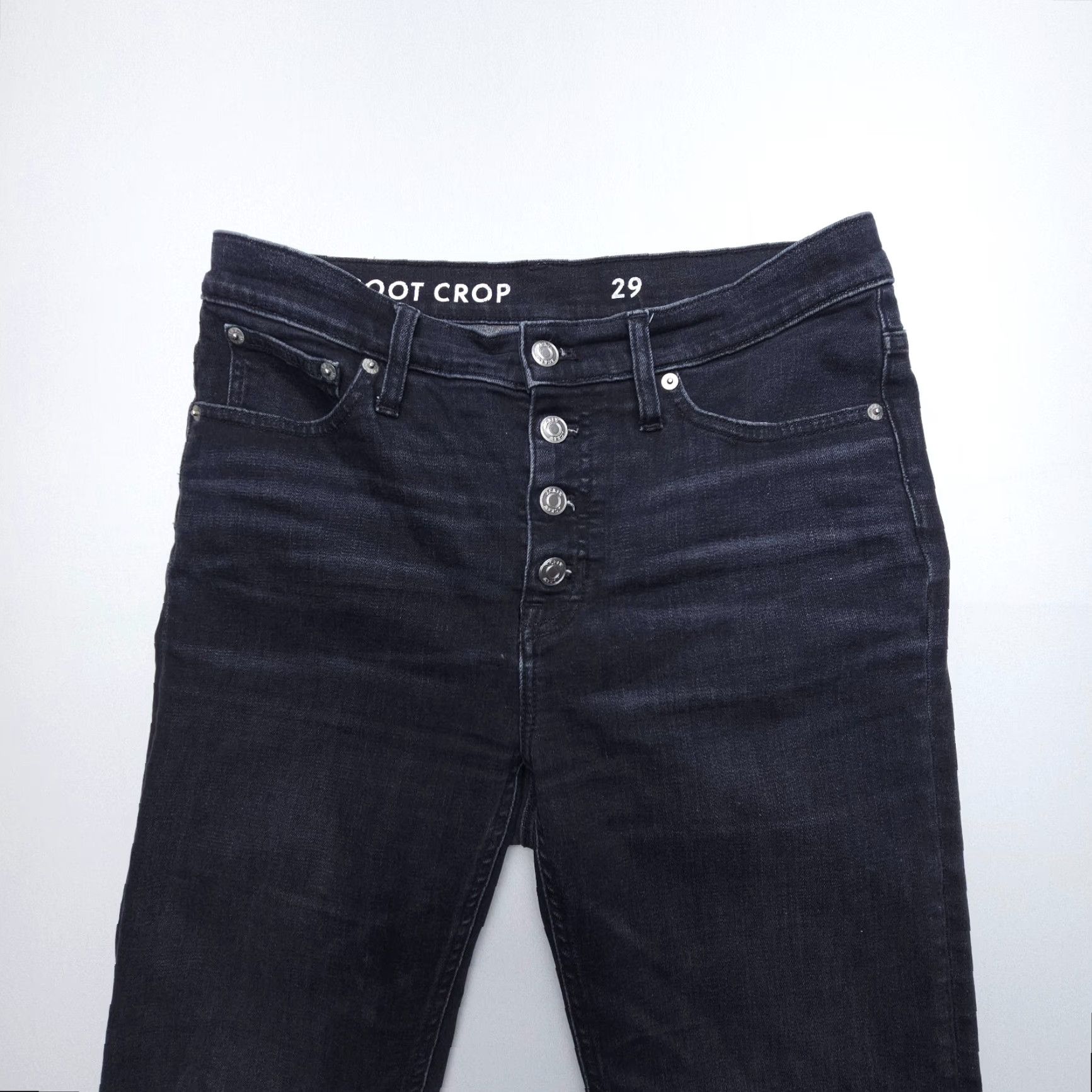 J.Crew VINTAGE J. Crew Jeans Womens 29 Crop Boot Demi Black Denim Cropped Stretch 5-Pocket Regular Mid Rise Button Fly 29 Size 29" - 3 Thumbnail