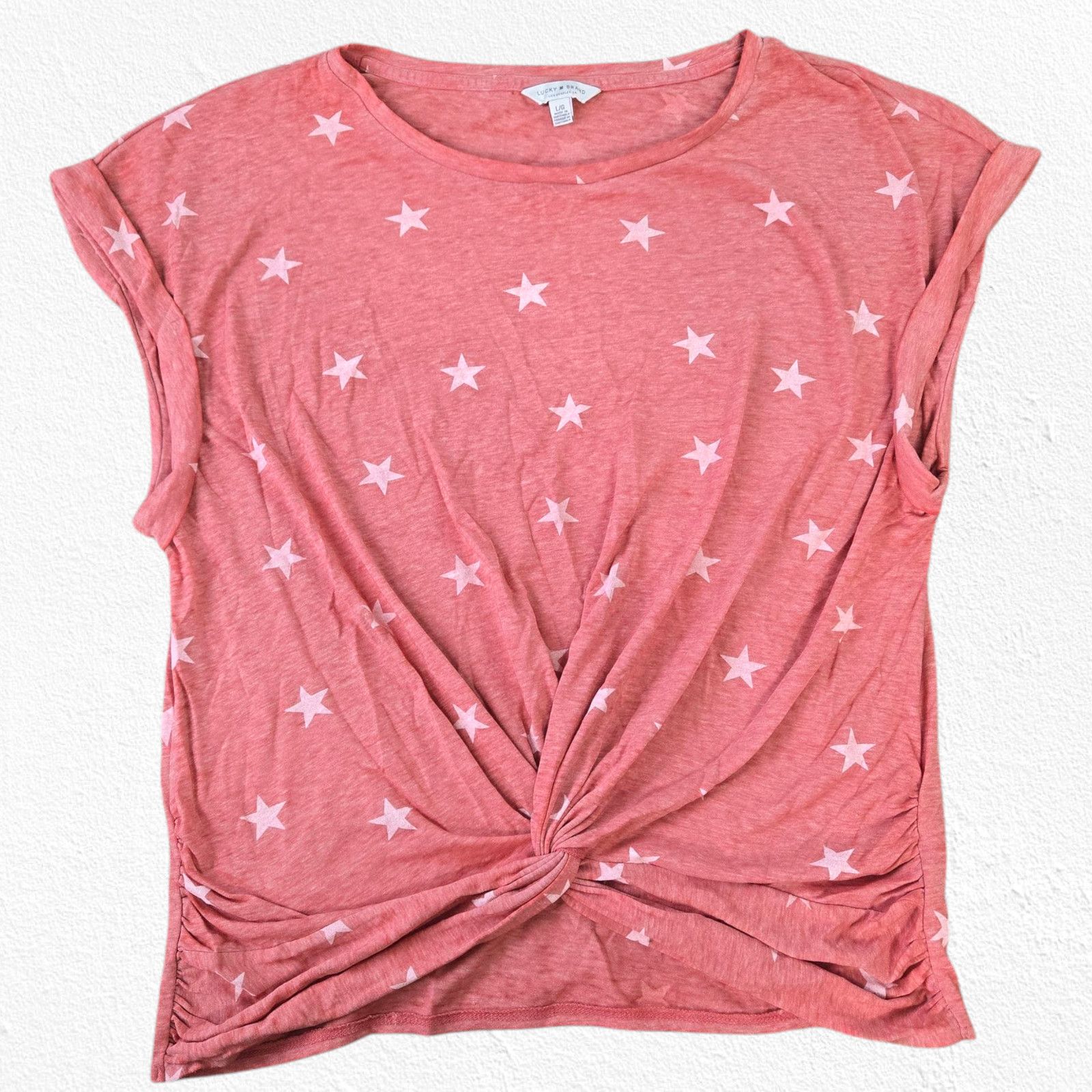 Lucky Brand Lucky Brand Red Star Print Twist Front T Shirt Size Large Size L / US 10 / IT 46 - 2 Thumbnail